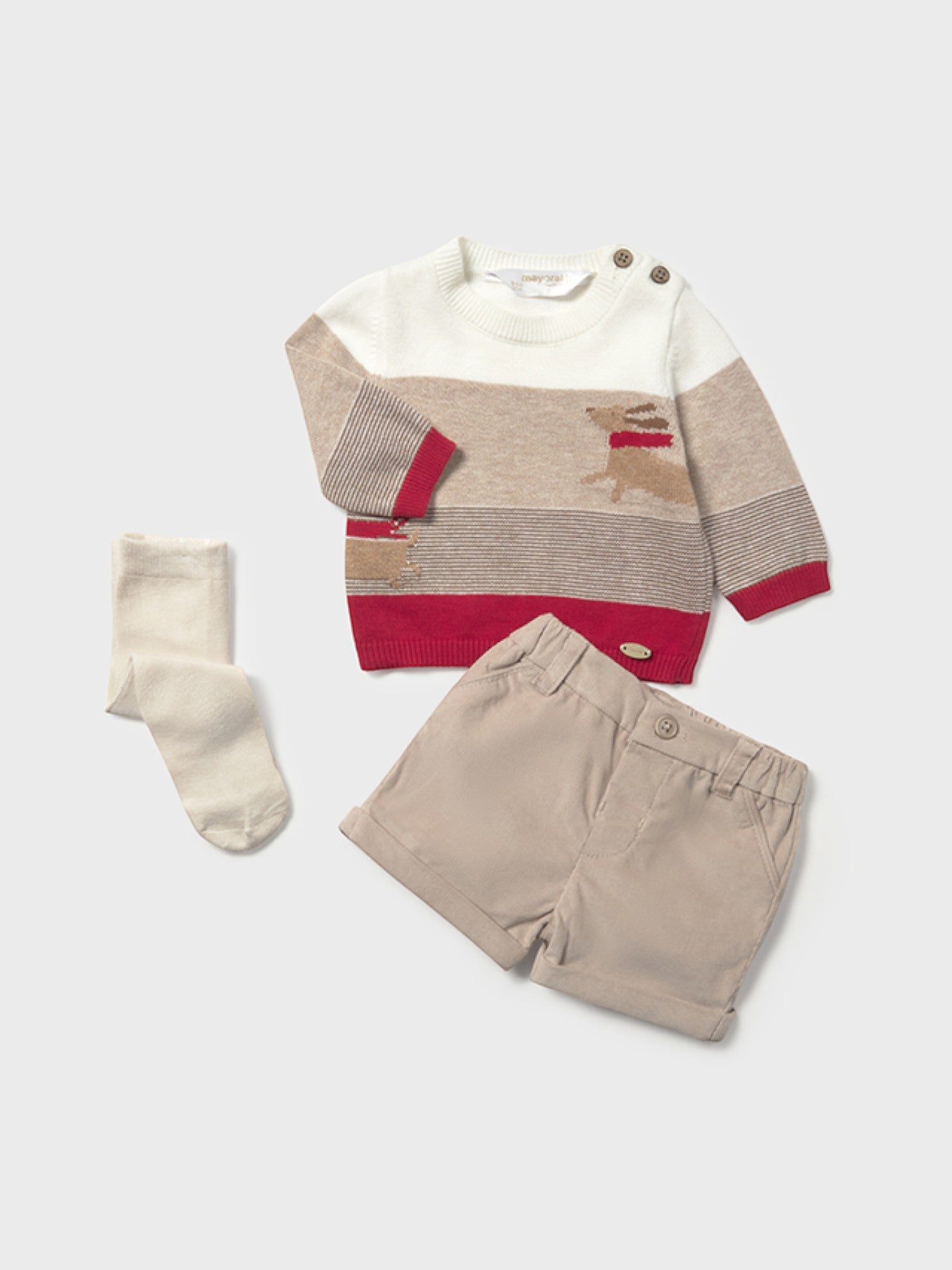 Completo Bimbo Beige Pantaloni Corti Mayoral 2259/30 - NANÙ BABY - NANU' BABY