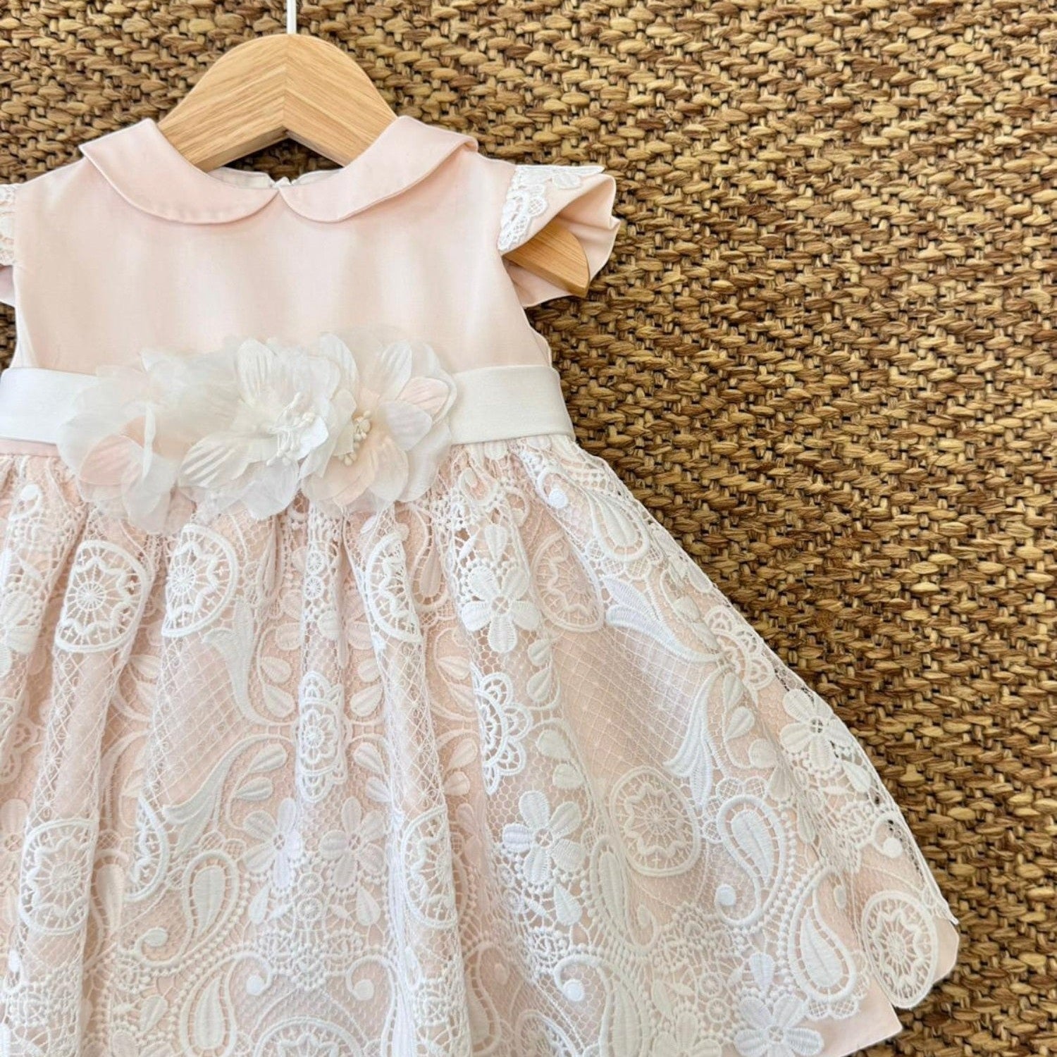 Abito Cerimonia Macramè Bimba ROSA FB081/R -  NANU' BABY