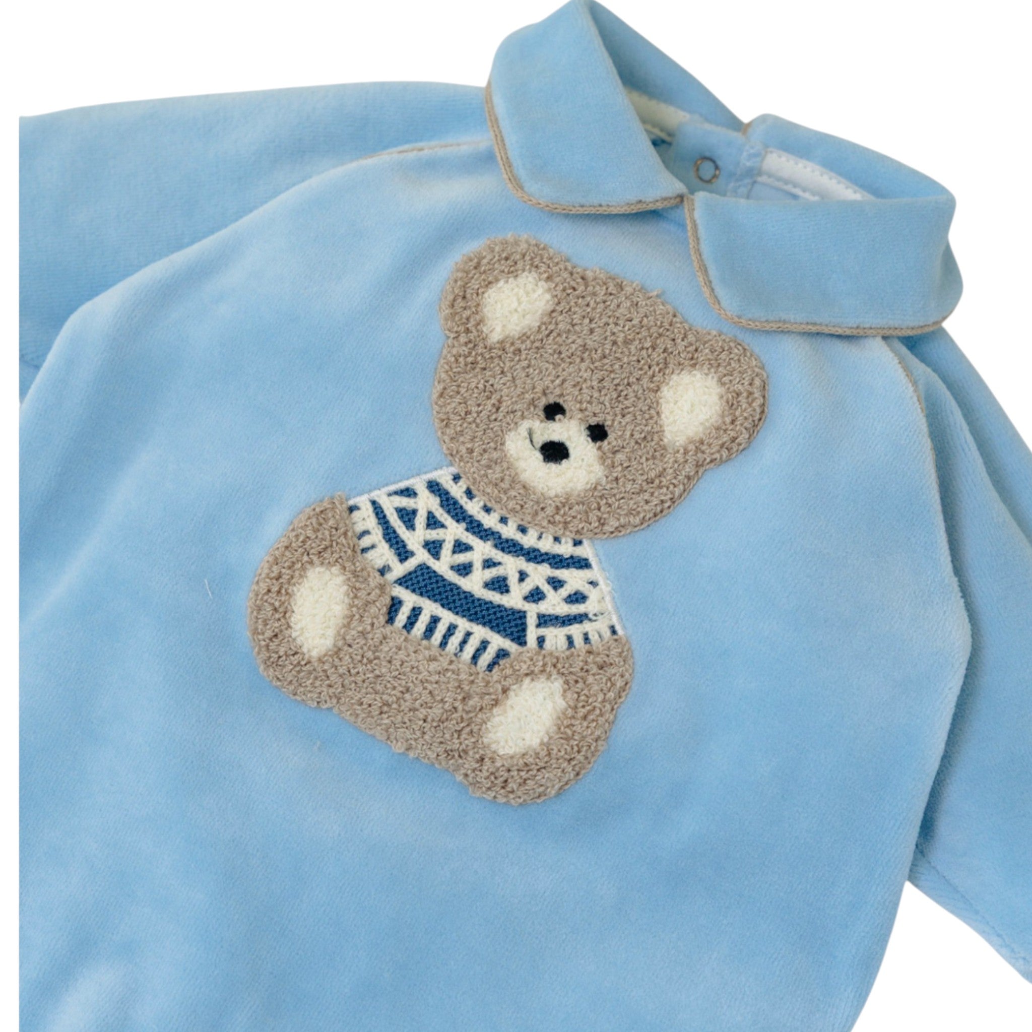 Baby Romper, Sky Blue Chenille, SARTORIA DEI PICCOLI (code LT1114)