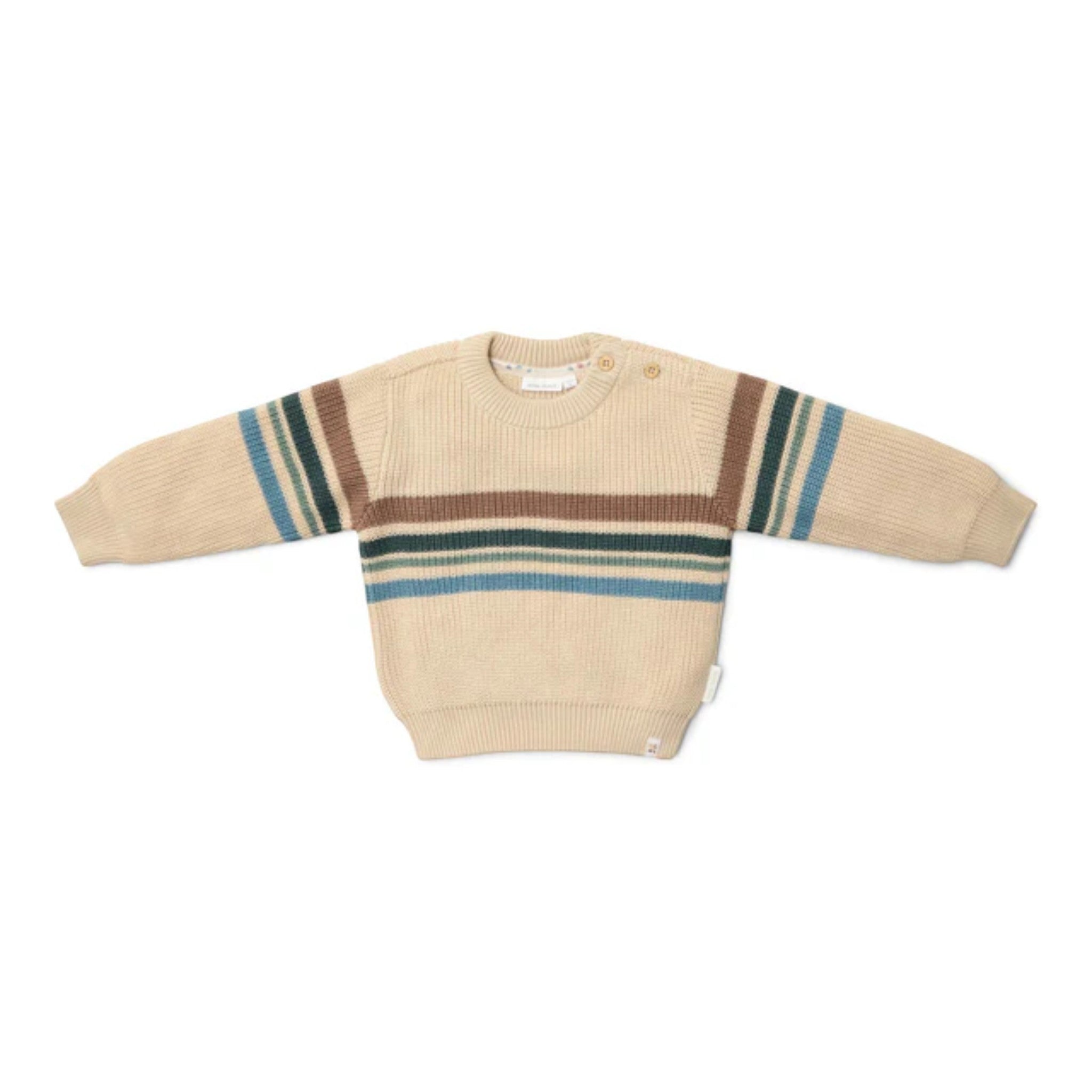 Knitted sweater - Forest Friends - Ivory Stripes Baby Boy CL25092080