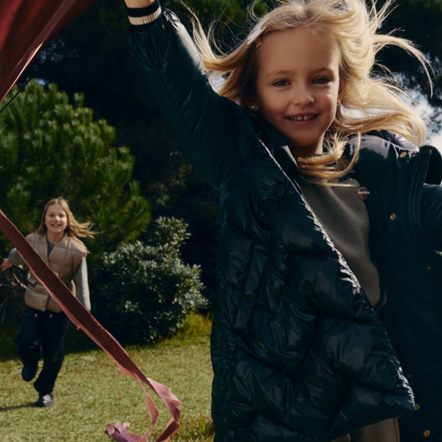 Giaccone lungo trapuntato Bimba Nero 5847/10 - NANU' BABY