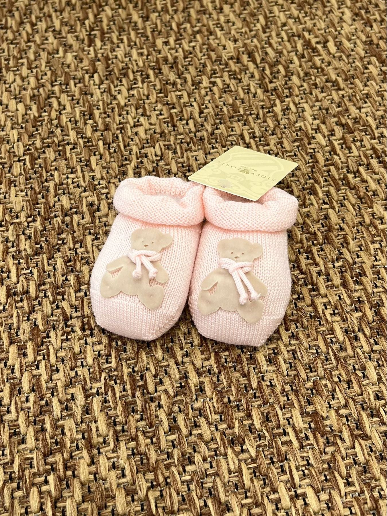 Babbucce Orsetto con sciarpa Neonata ROSA 3203/1R - NANU' BABY