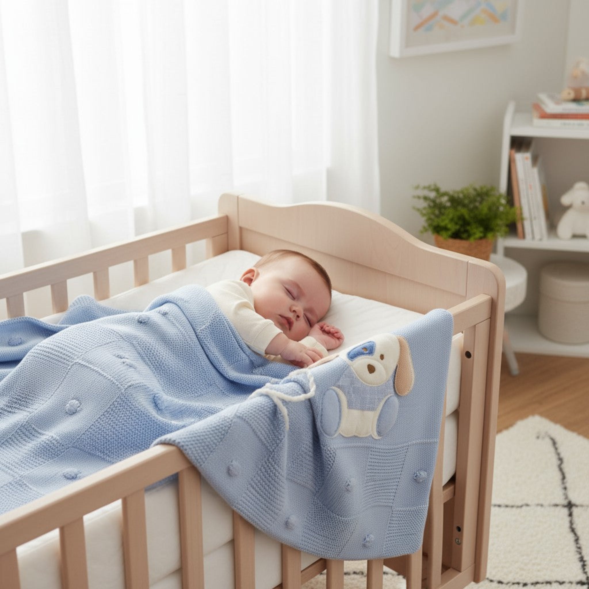 Baby Blanket Light Blue Little Dog 7795