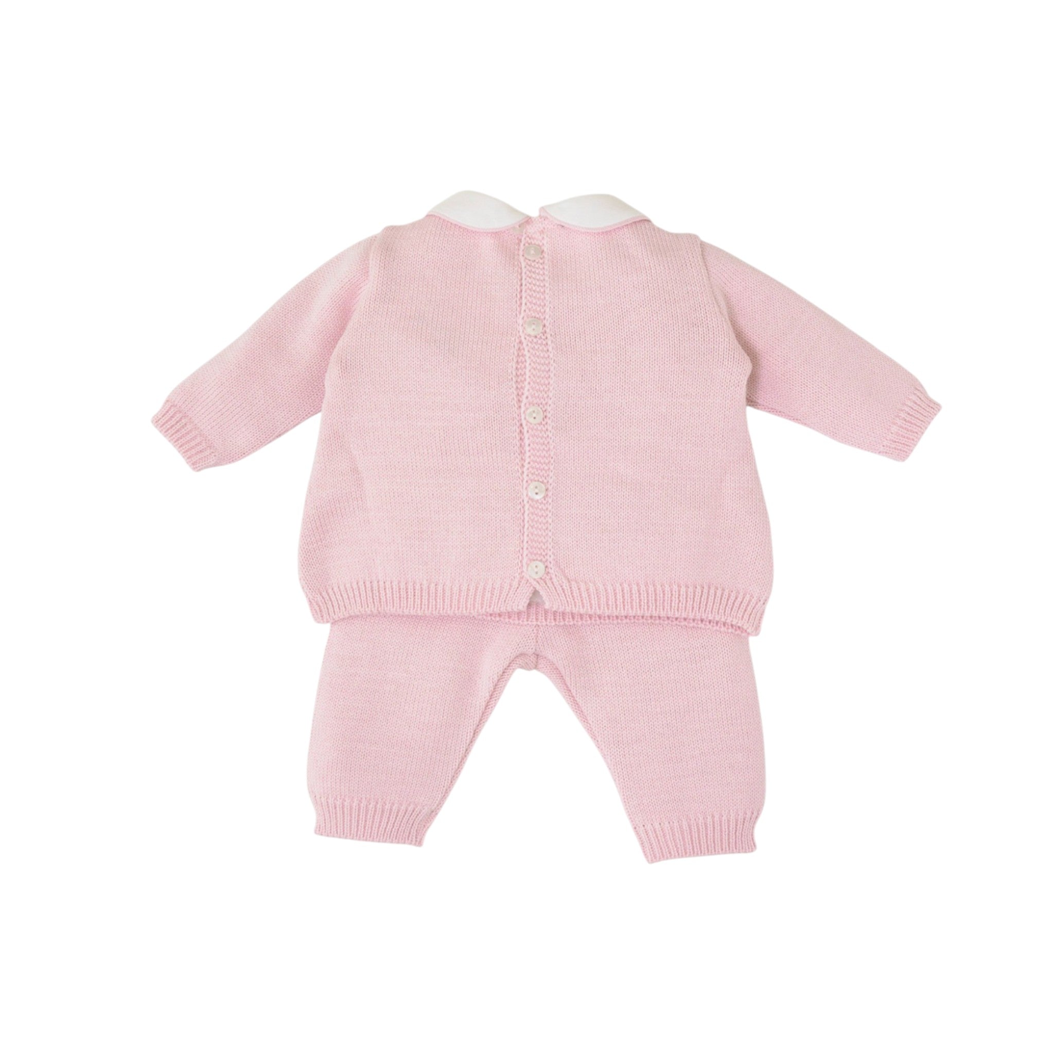 Baby Girl's Newborn Outfit in Mixed Wool, Pink - SARTORIA DEI PICCOLI (code LV1107)