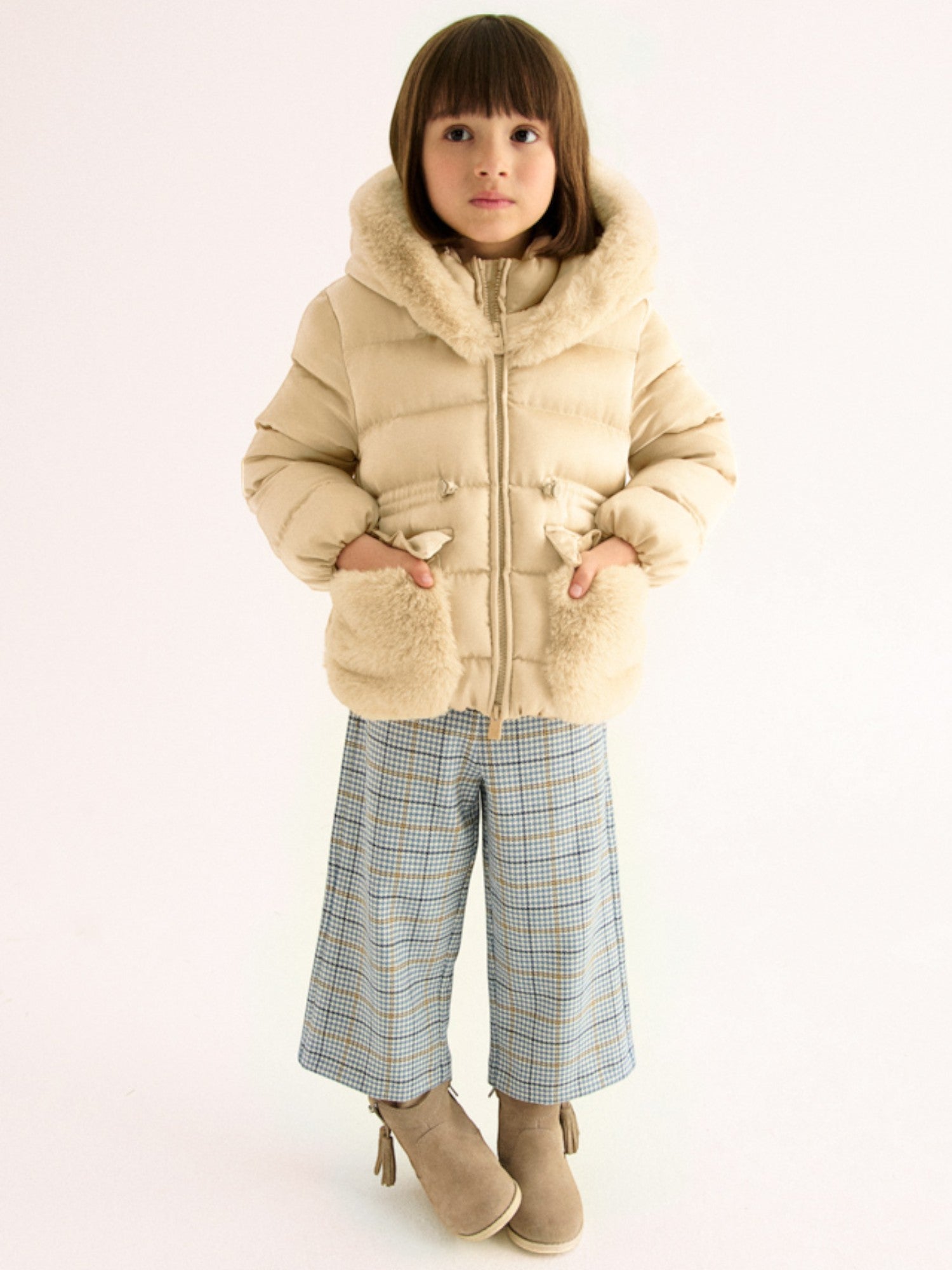 Giubbotto satinato pelo Bimba Beige 5849/14 - NANU' BABY