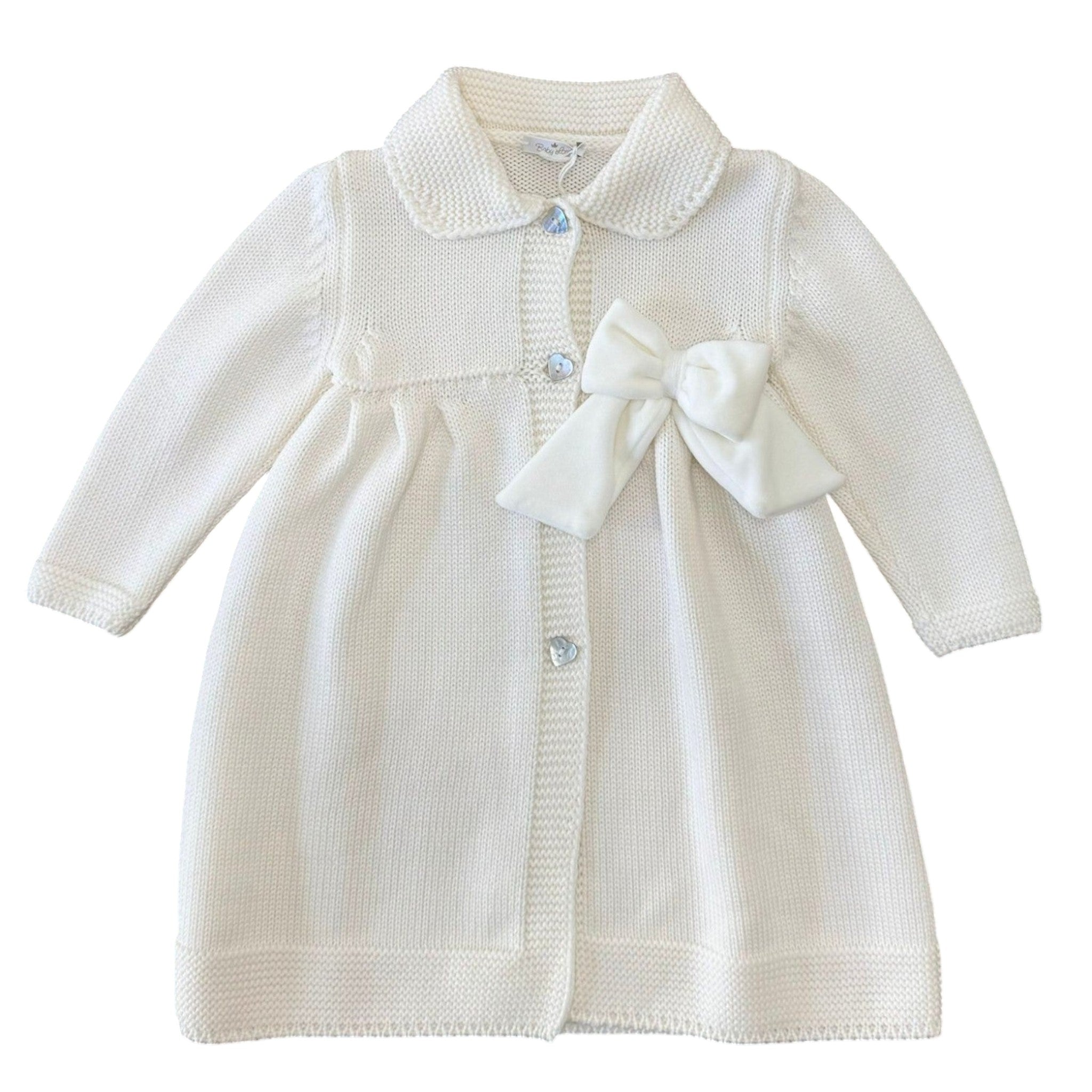 Baby Girl's Bow Coat, IVORY, FIOCCO 814