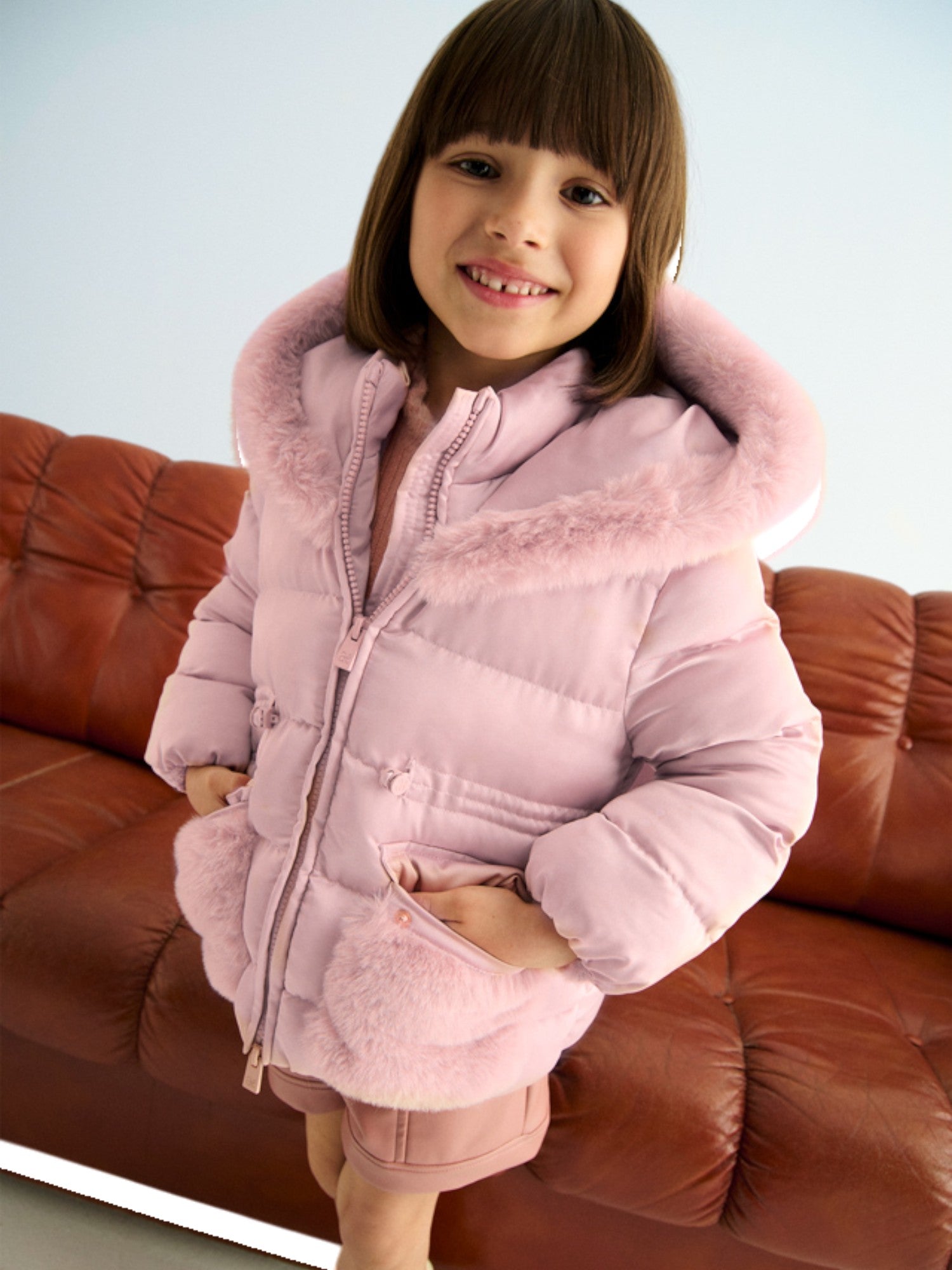 Giubbotto satinato pelo Bimba Rosa 5849/15 - NANU' BABY