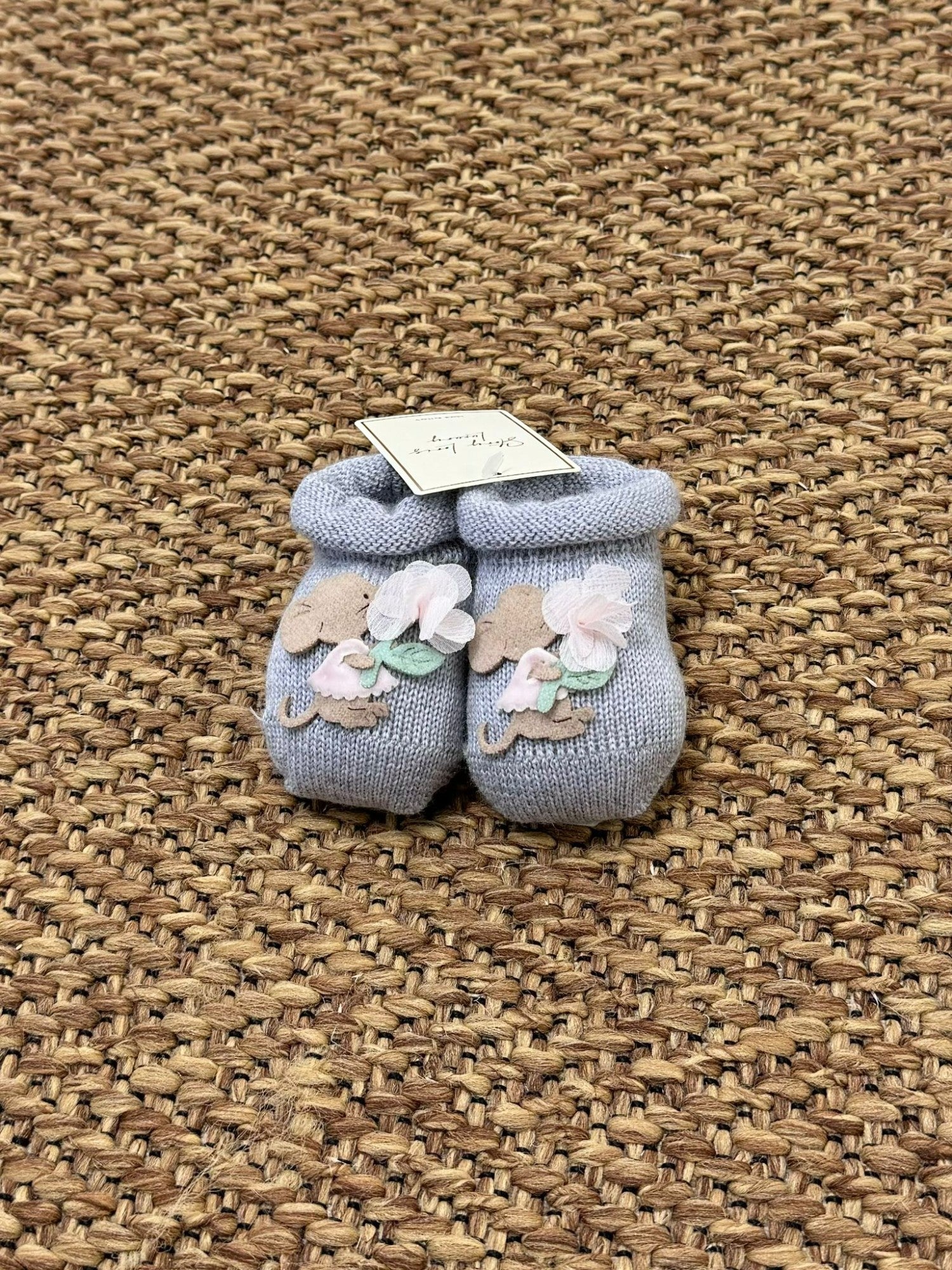 Babbucce Topolino con fiore Neonata GRIGIO 30579/N4 - NANU' BABY