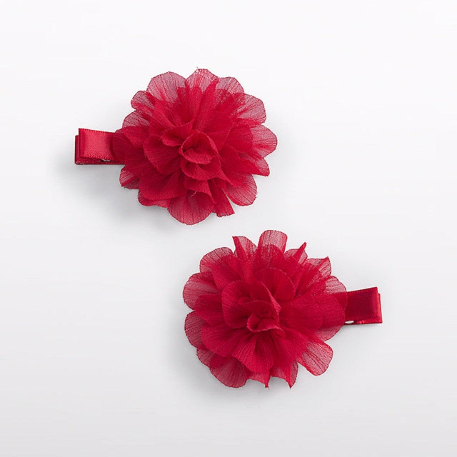 Set 2 fermagli fiori chiffon Bimba Rosso 5967/28 -  NANU' BABY