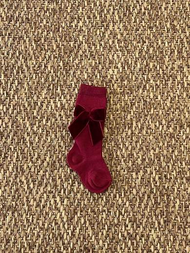 Calze fiocco Velluto BORDEAUX 1034M/B - NANU' BABY