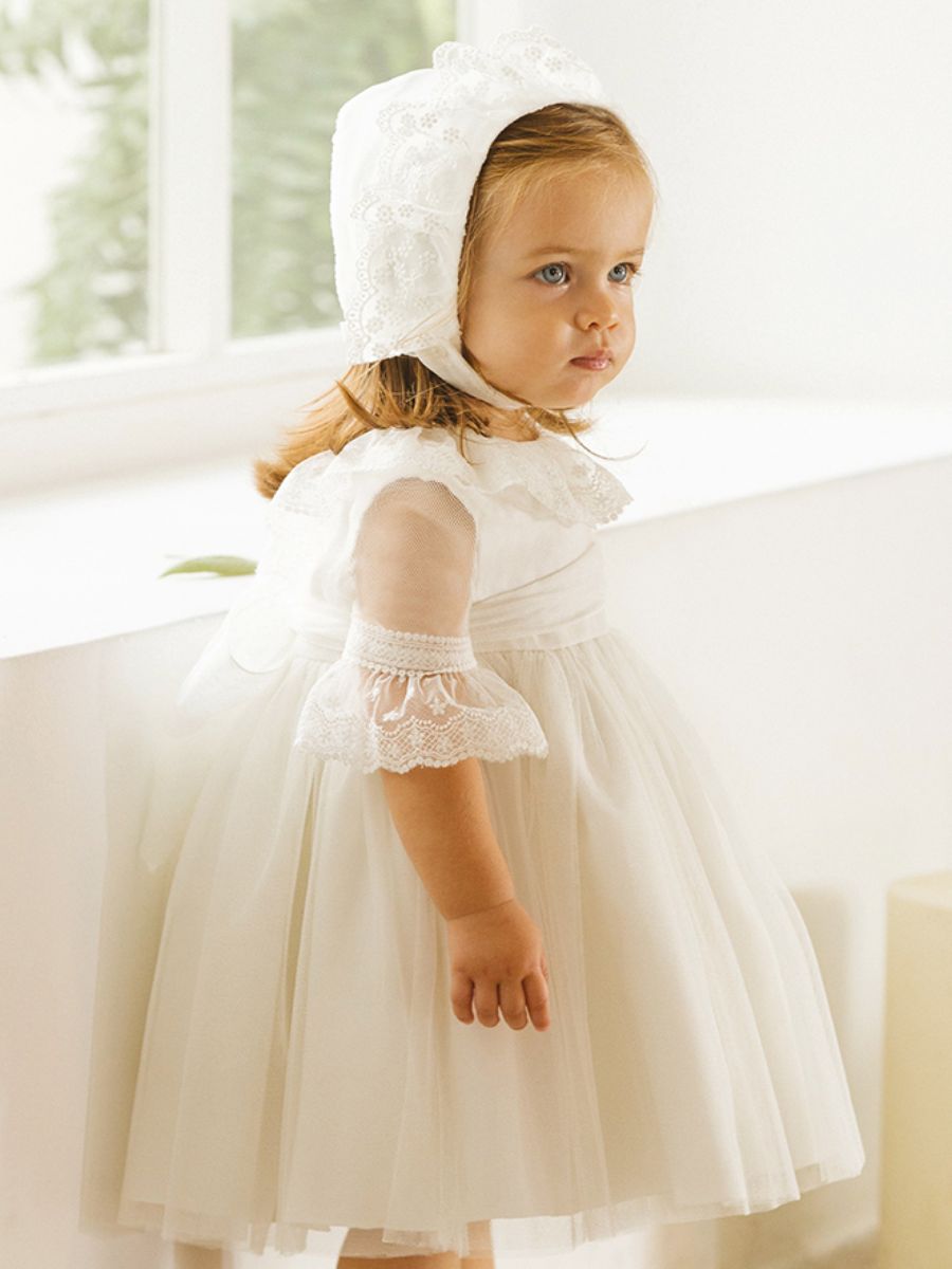Cuffia Pizzo bianco NATURAL 591004G - NANU' BABY