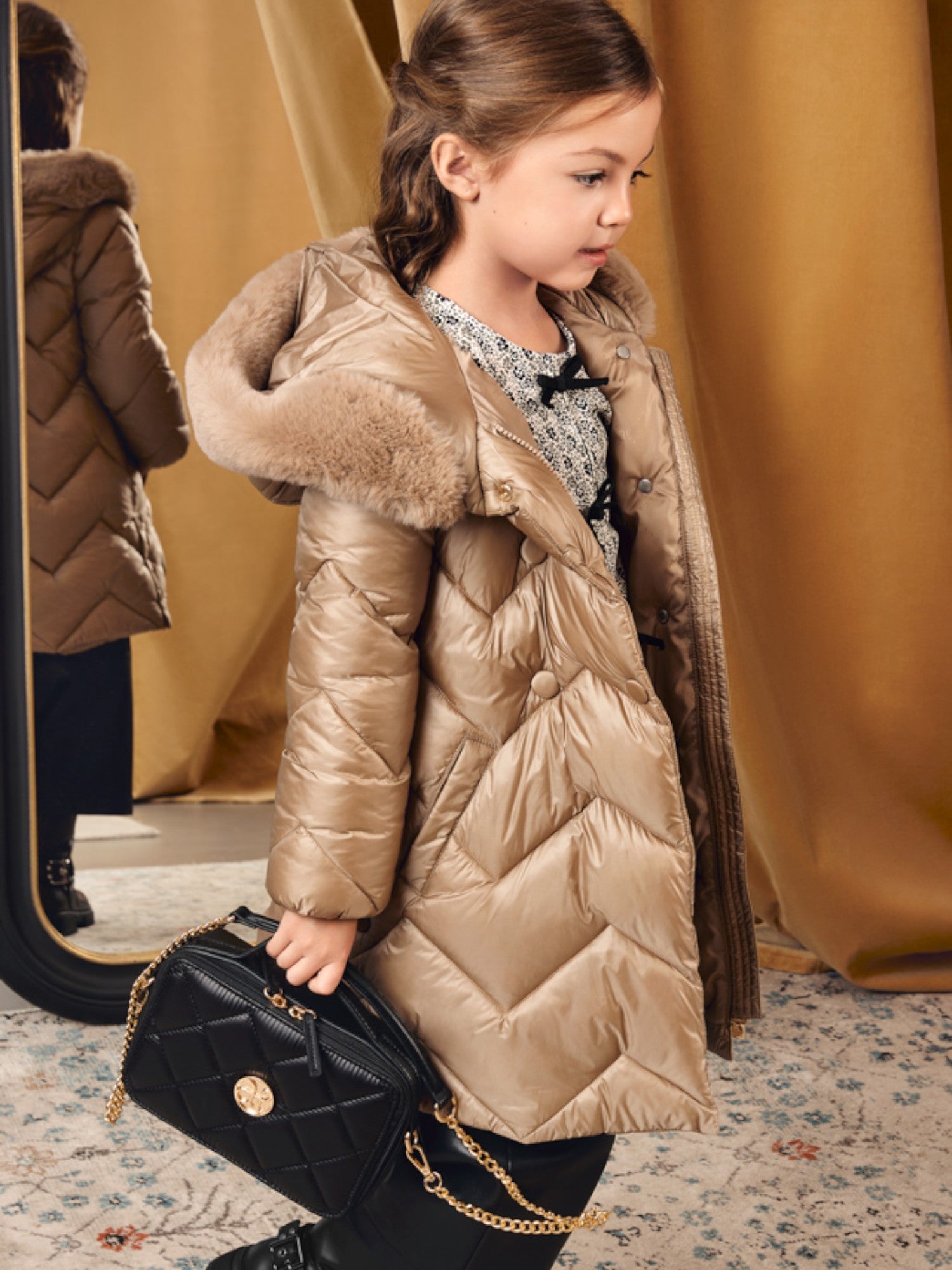 Giaccone lungo trapuntato Bimba Beige 5847/11 - NANU' BABY