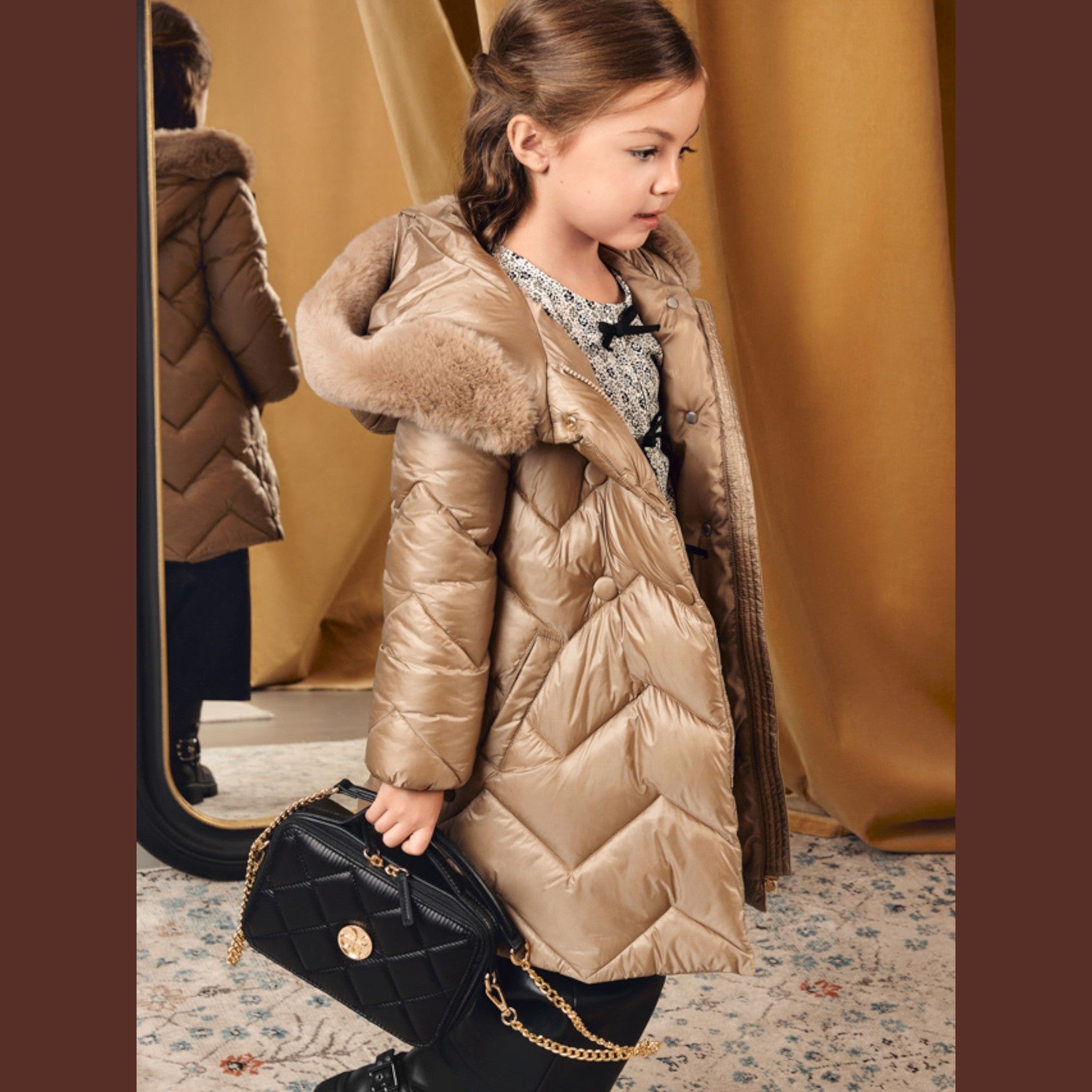 Giaccone lungo trapuntato Bimba Beige 5847/11 -  NANU' BABY