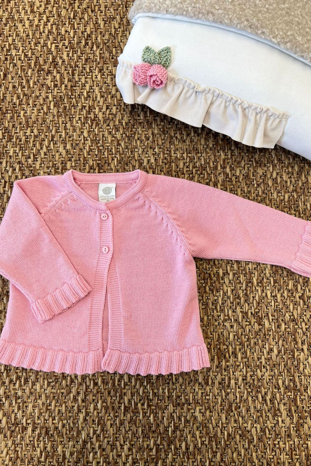 Completo con cardigan Roselline applicate Bimba ROSA FARD IG1031