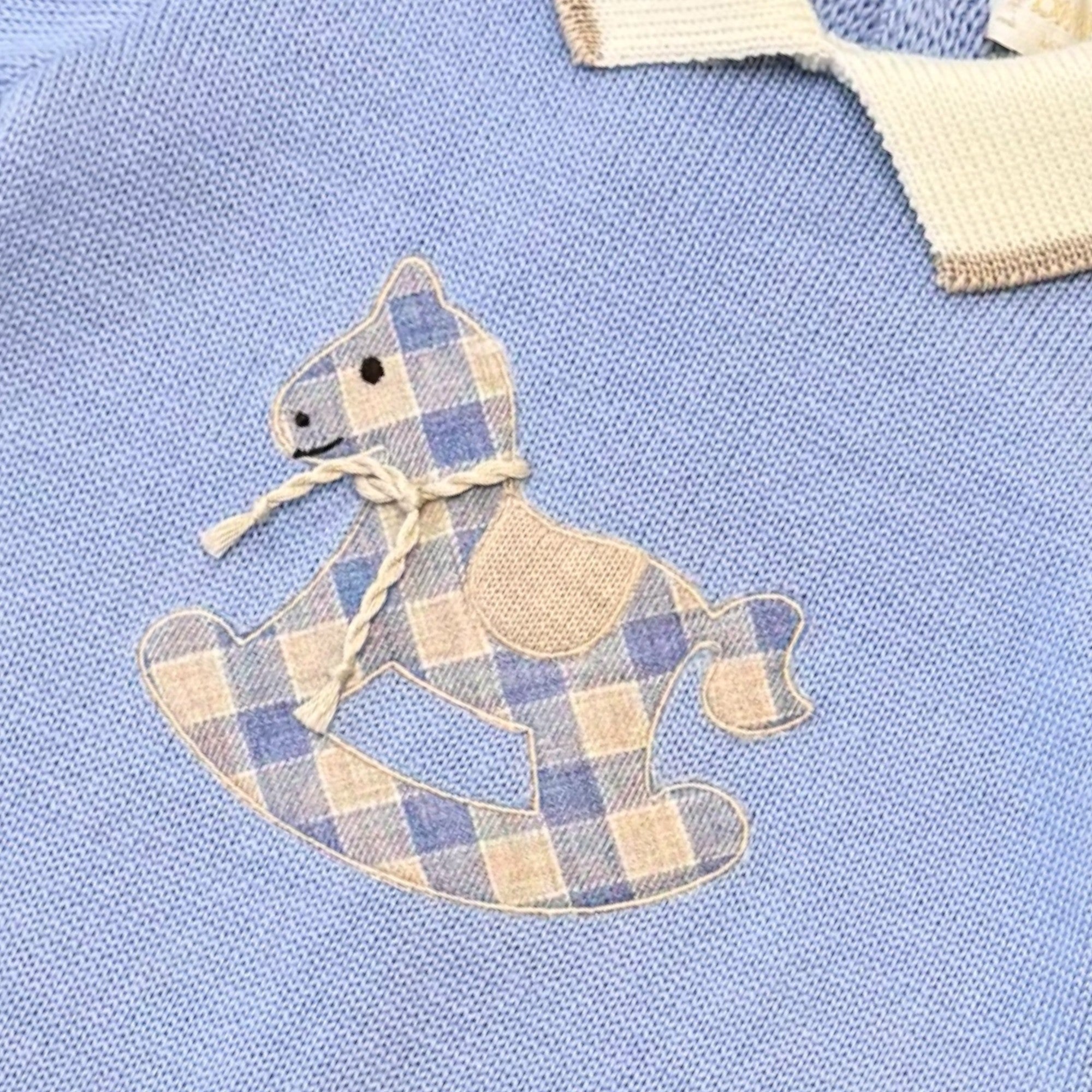 Baby Boy's Birth Outfit, Wool Blend, Light Blue, Little Horse 7821