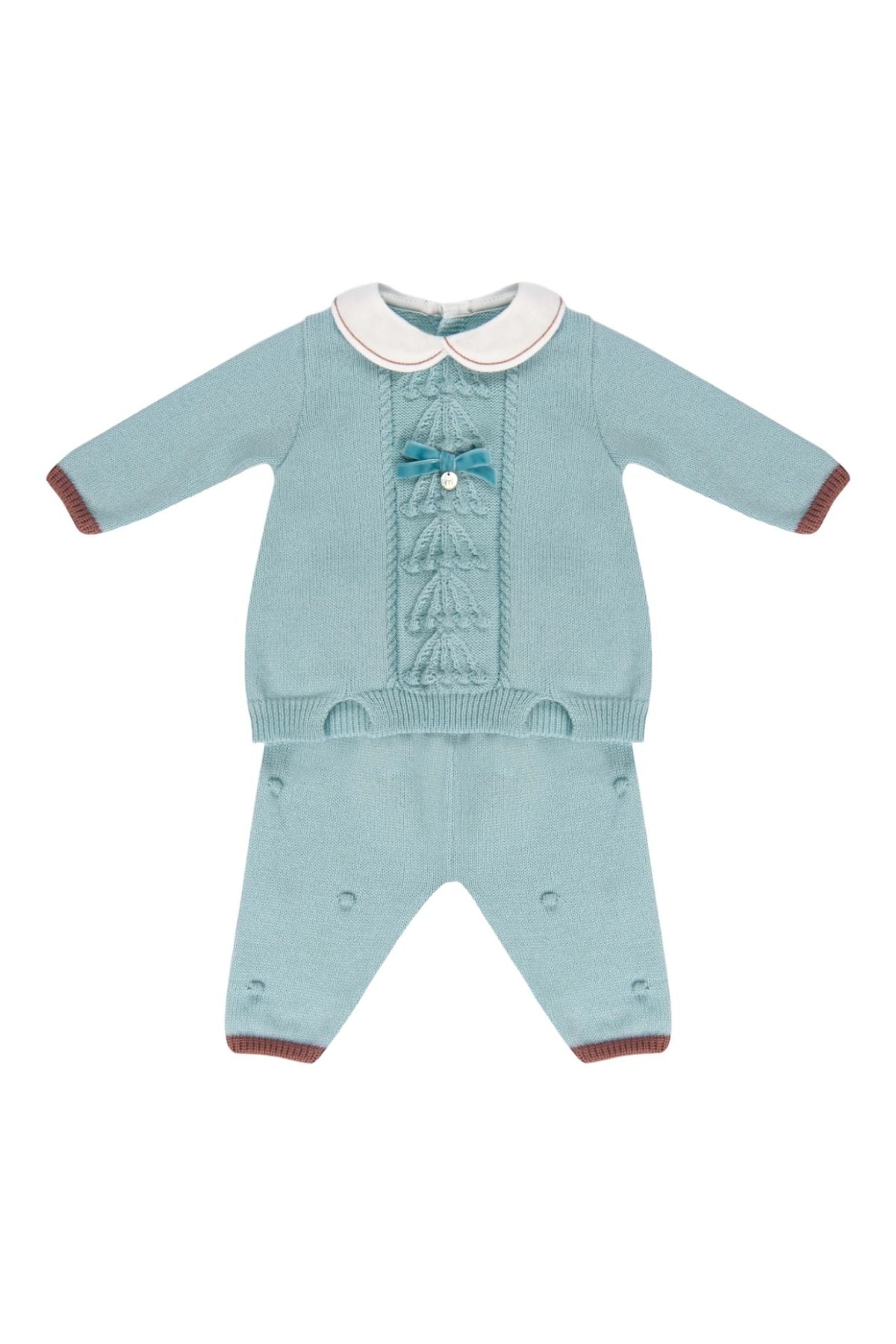 Completo nascita Campanelle e fiocco in velluto Neonata VERDE IG1519