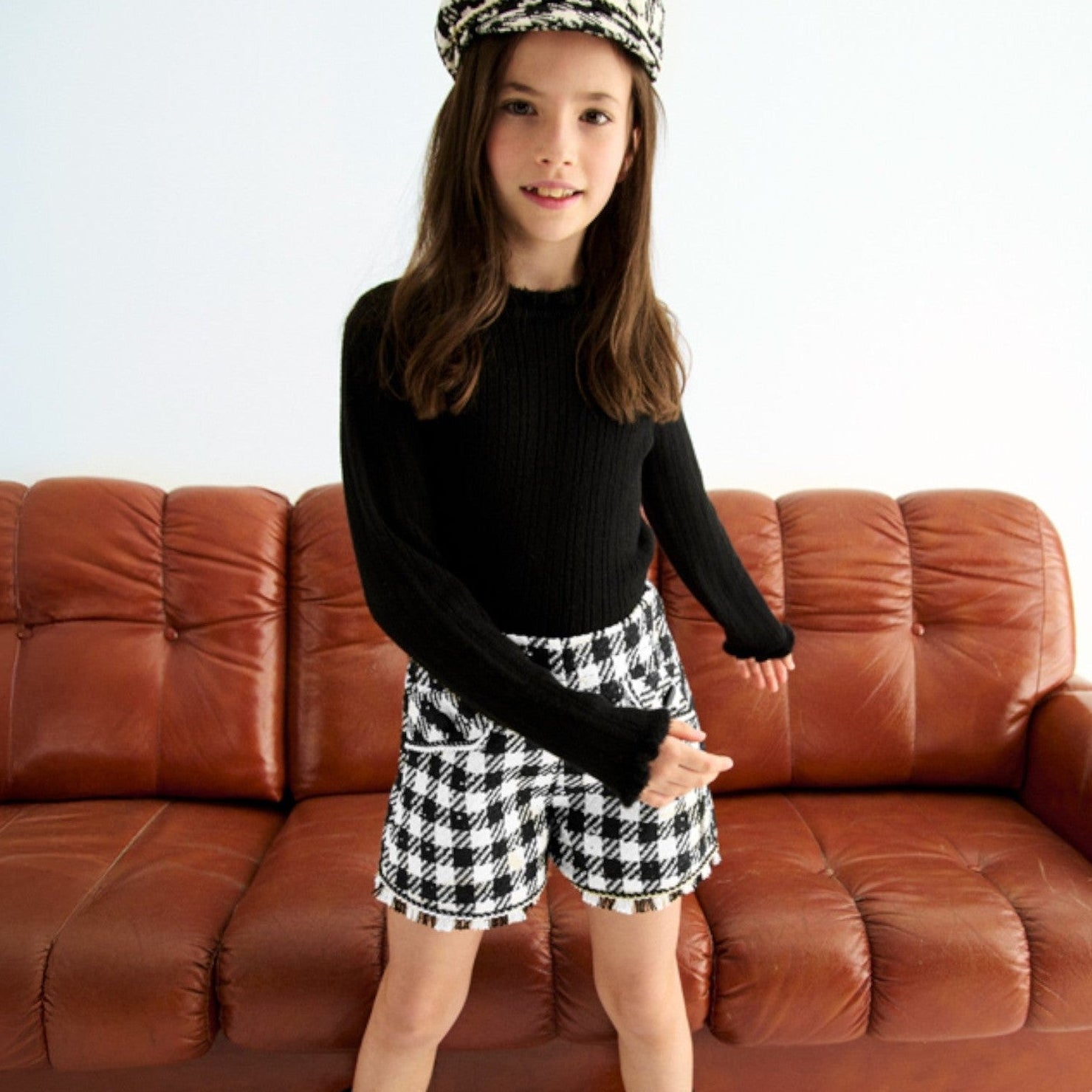 Bermuda vichy lustrini Bimba Nero 5716/8 -  NANU' BABY