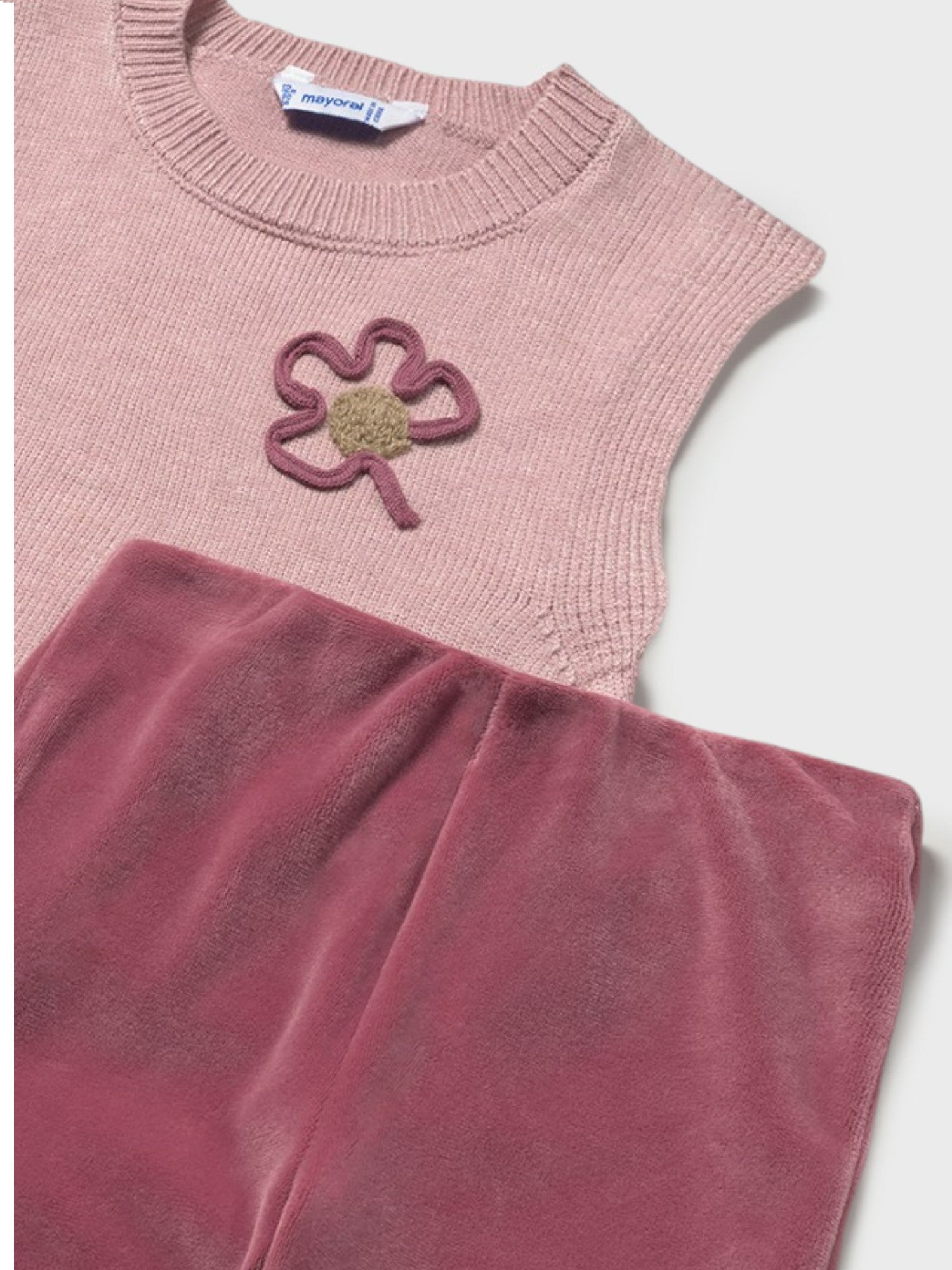 Completo Pantalone gilet tricot Bimba Rosa 2596/49 - NANU' BABY