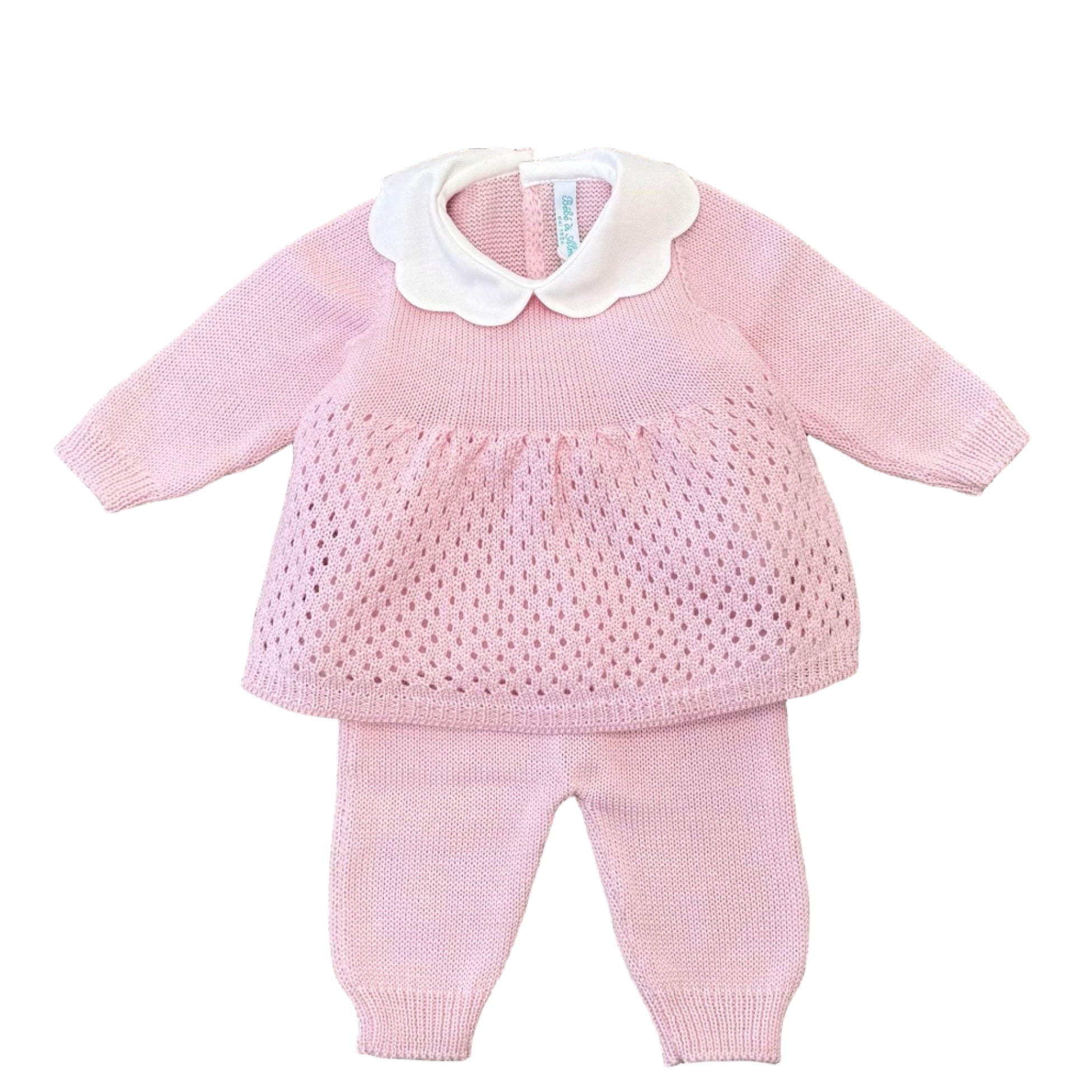 Newborn Baby Girl Merino Wool Set, Pink - BEBE' DI ALMY 2P80/R