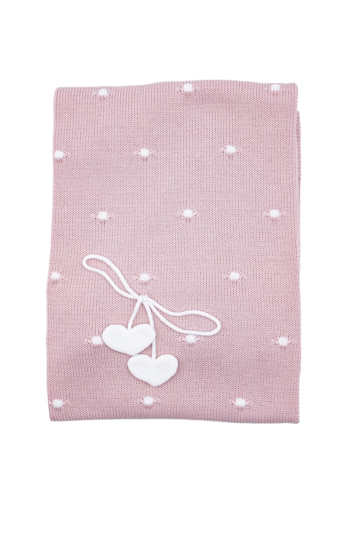Coperta Pois e Fiocchetto con Cuoricini Neonata BIANCO 3057/161