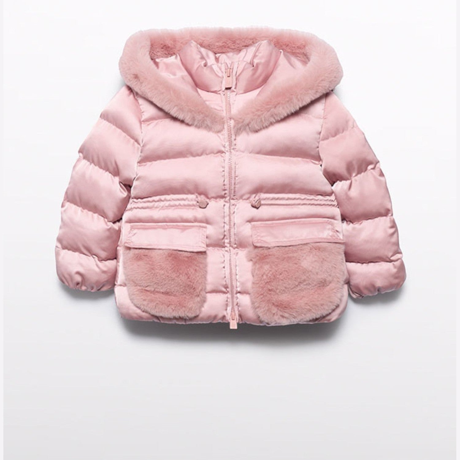 Giubbotto satinato pelo Bimba Rosa 5849/15 -  NANU' BABY