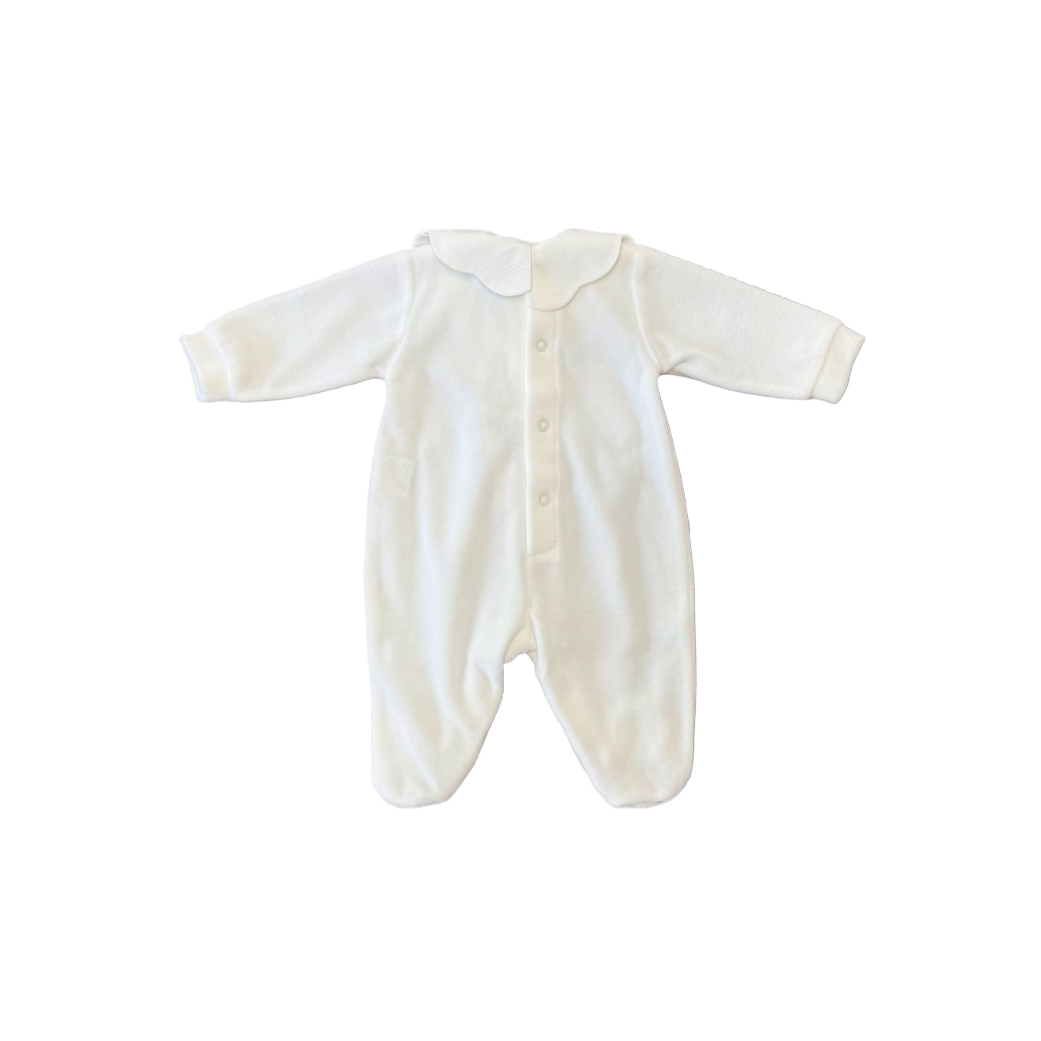 100% Vanilla Chenille Baby Romper with Pink Collar IN1014/R