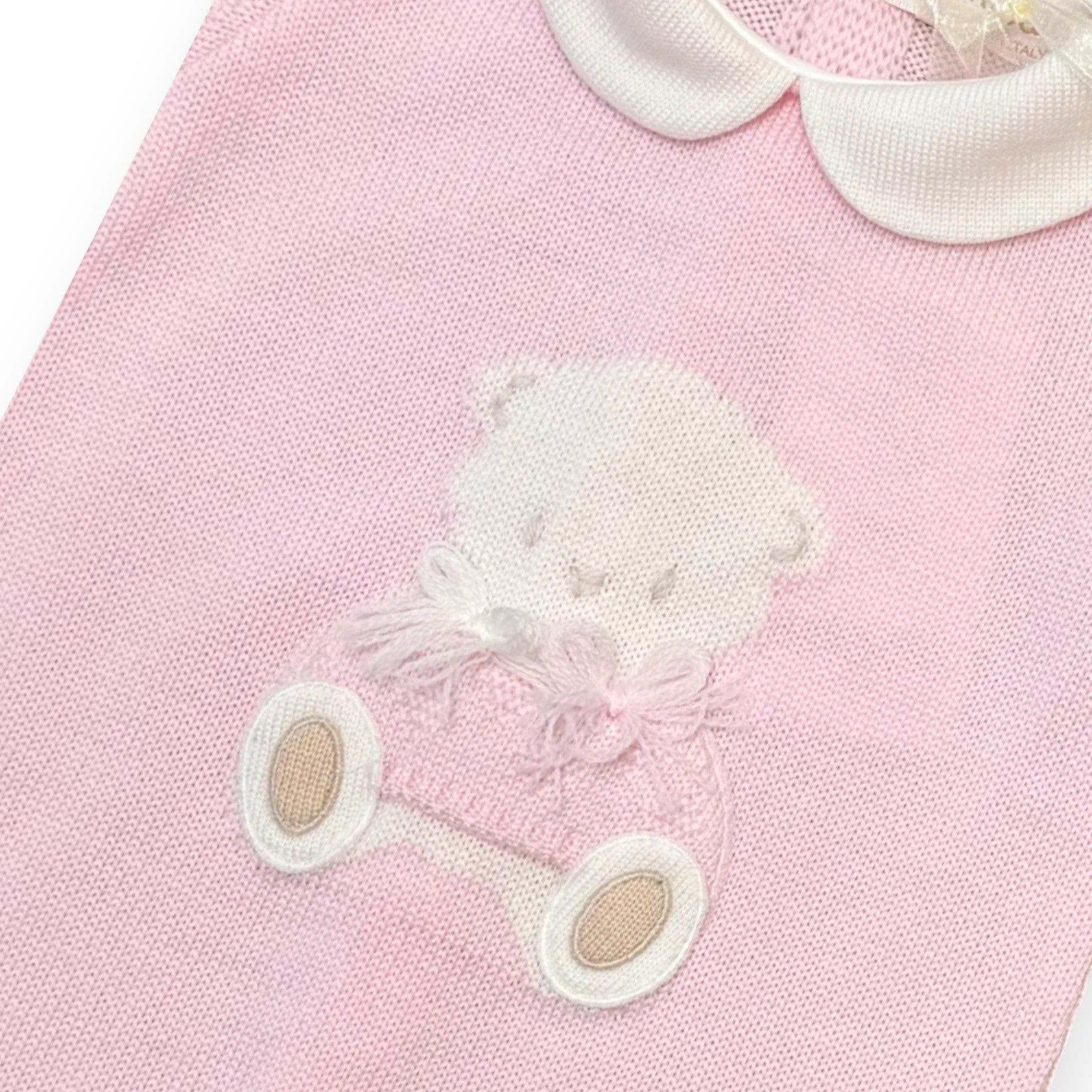Newborn Baby Girl's Outfit, Pure Pink Wool, Teddy 7775