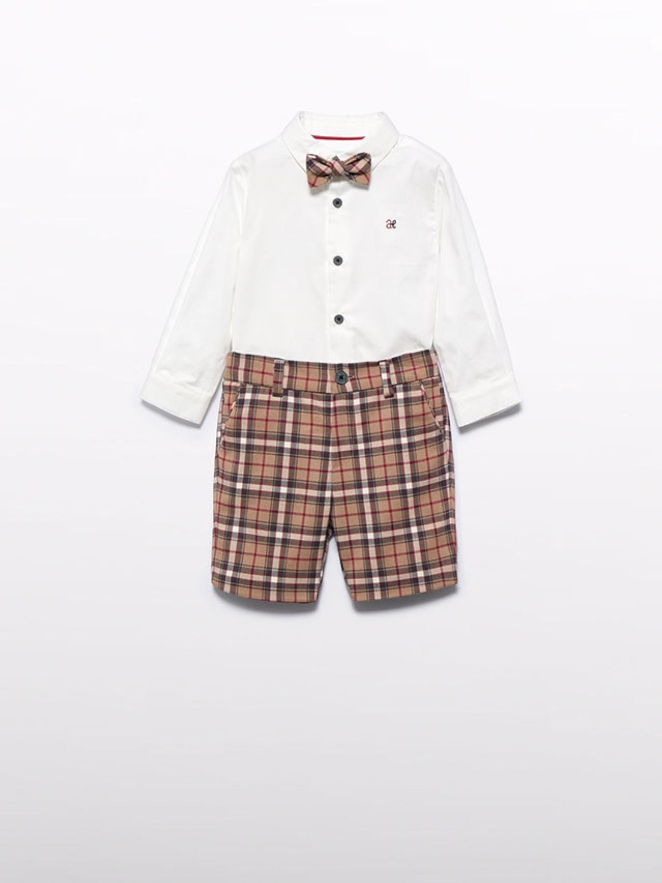 Compl. camicia bermuda quadri Bimbo CAMMELLO 5701/C - NANU' BABY
