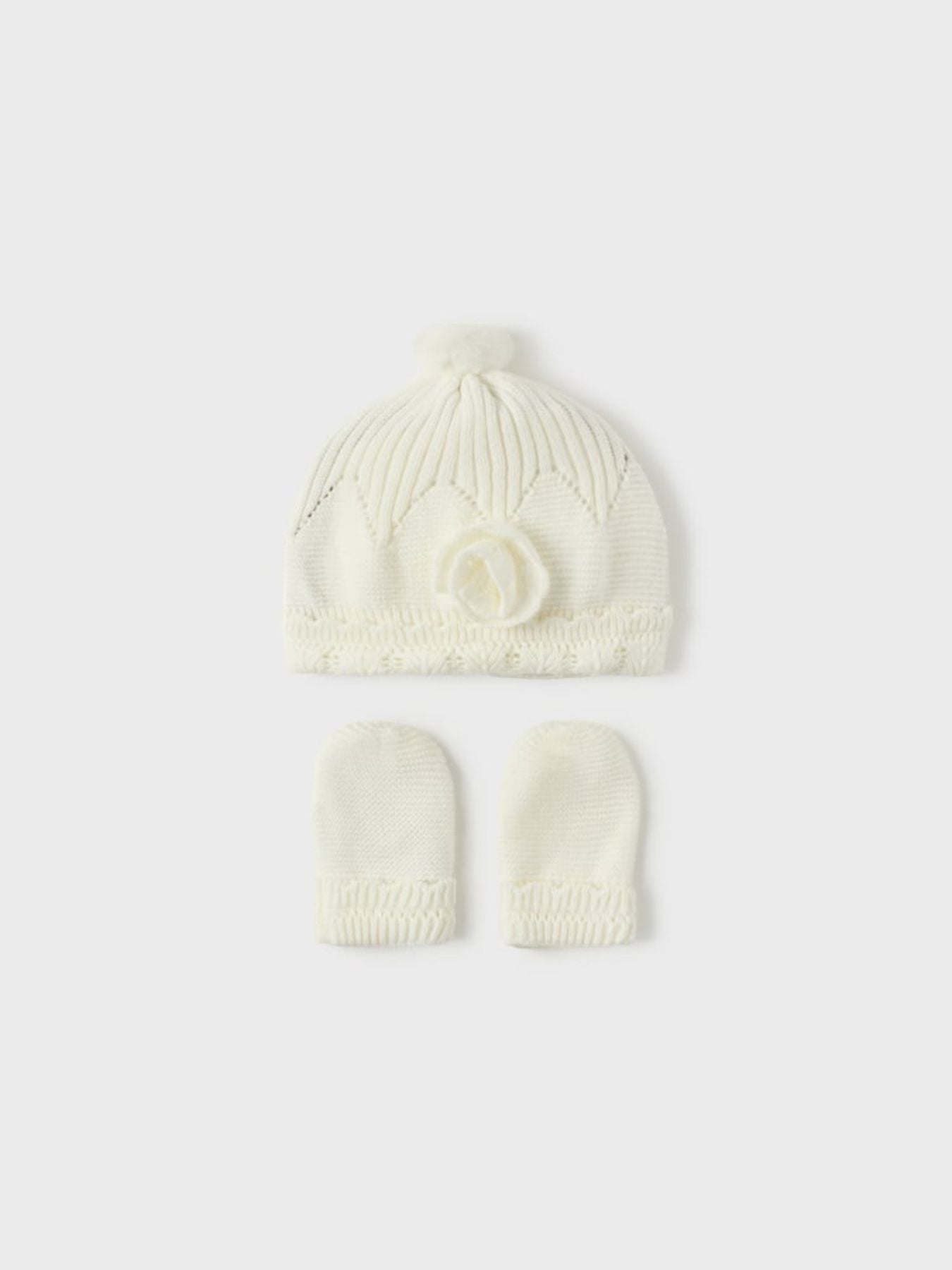 Compl. cappello e manopola ECRU 2D-9767/E - NANU' BABY