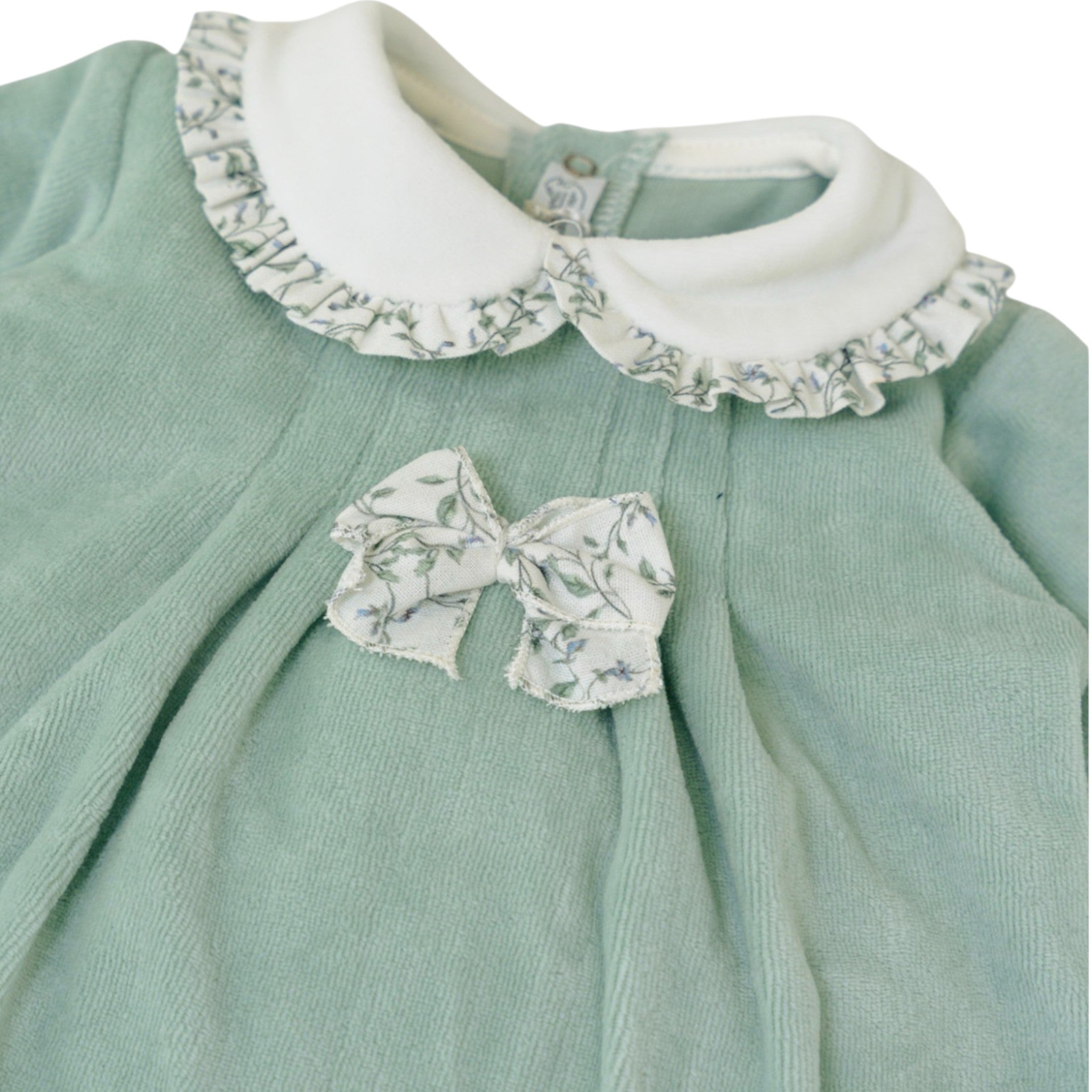 Newborn Baby Girl's Outfit, Green Chenille, SARTORIA DEI PICCOLI (code LV1102)