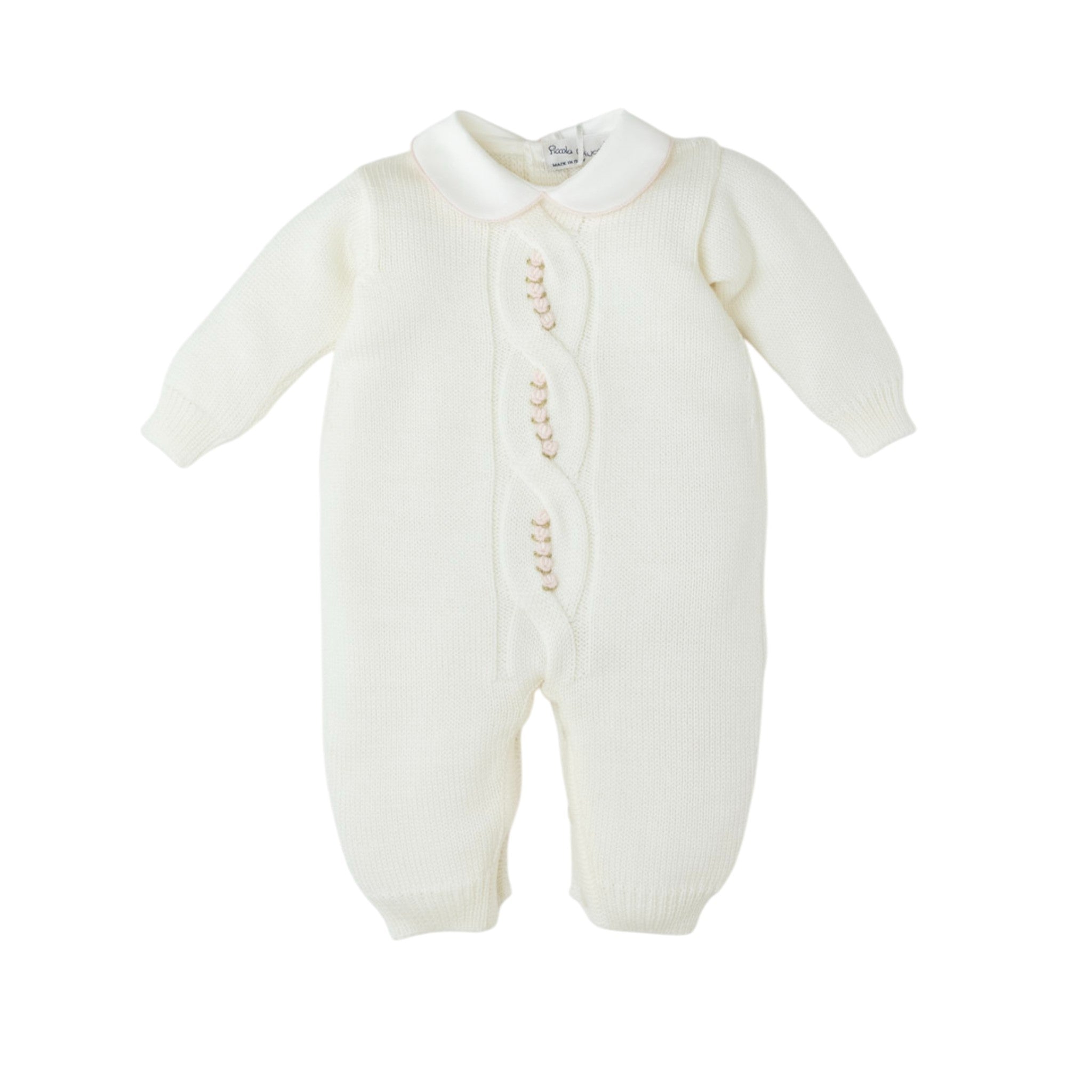 Qualità artigianale pura lana tutina OLLY Piccola Giuggiola ricamo tradizionale italiano neonata