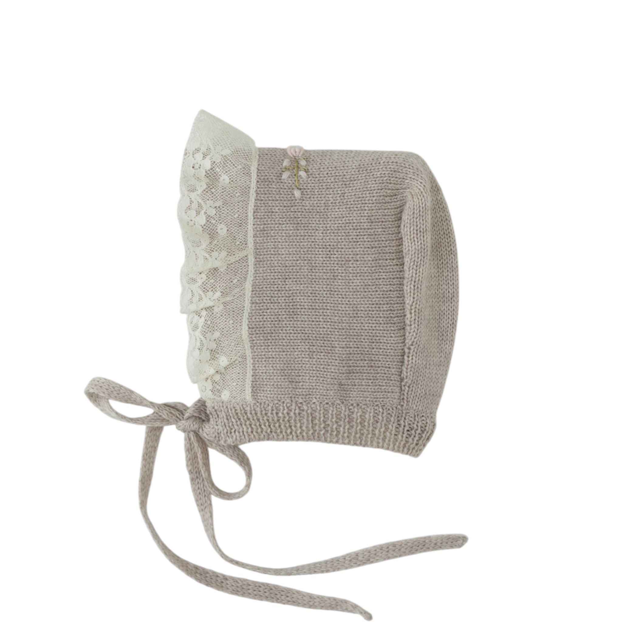 Pure Wool Hat with Rococo Flower Embroidery CLAUDIA - Piccola Giuggiola CLAUDIA/CU-T