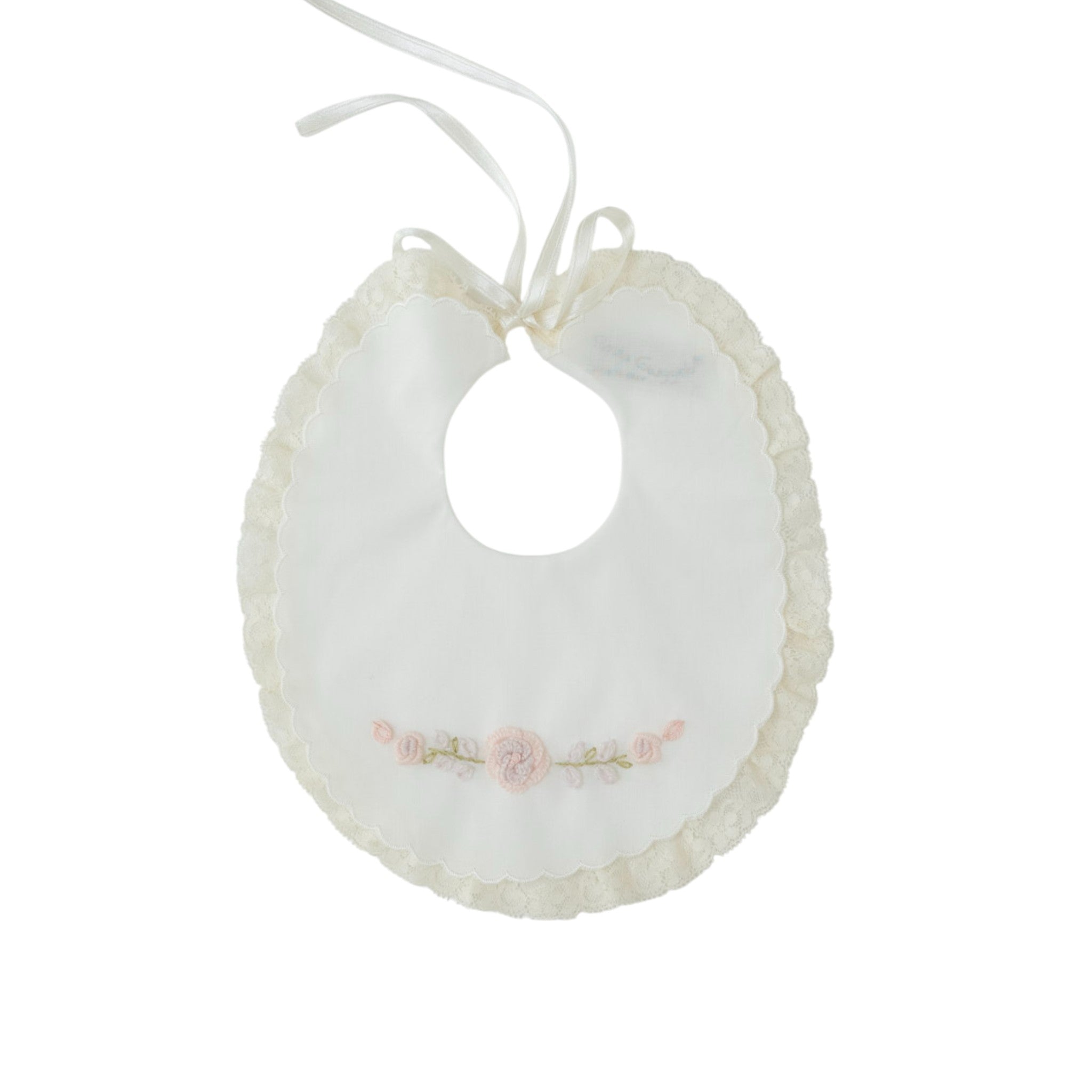 Baptismal Bib, Cotton, Embroidered with Rococo Flowers, CLAUDIA - Piccola Giuggiola CLAUDIA/BAV
