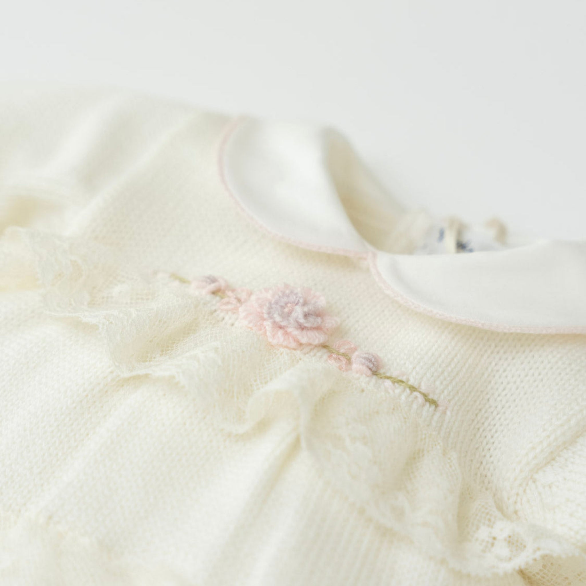 Baby Birth Set, Pure Wool, Rococo Flower Embroidery, CLAUDIA - Piccola Giuggiola CLAUDIA/CN
