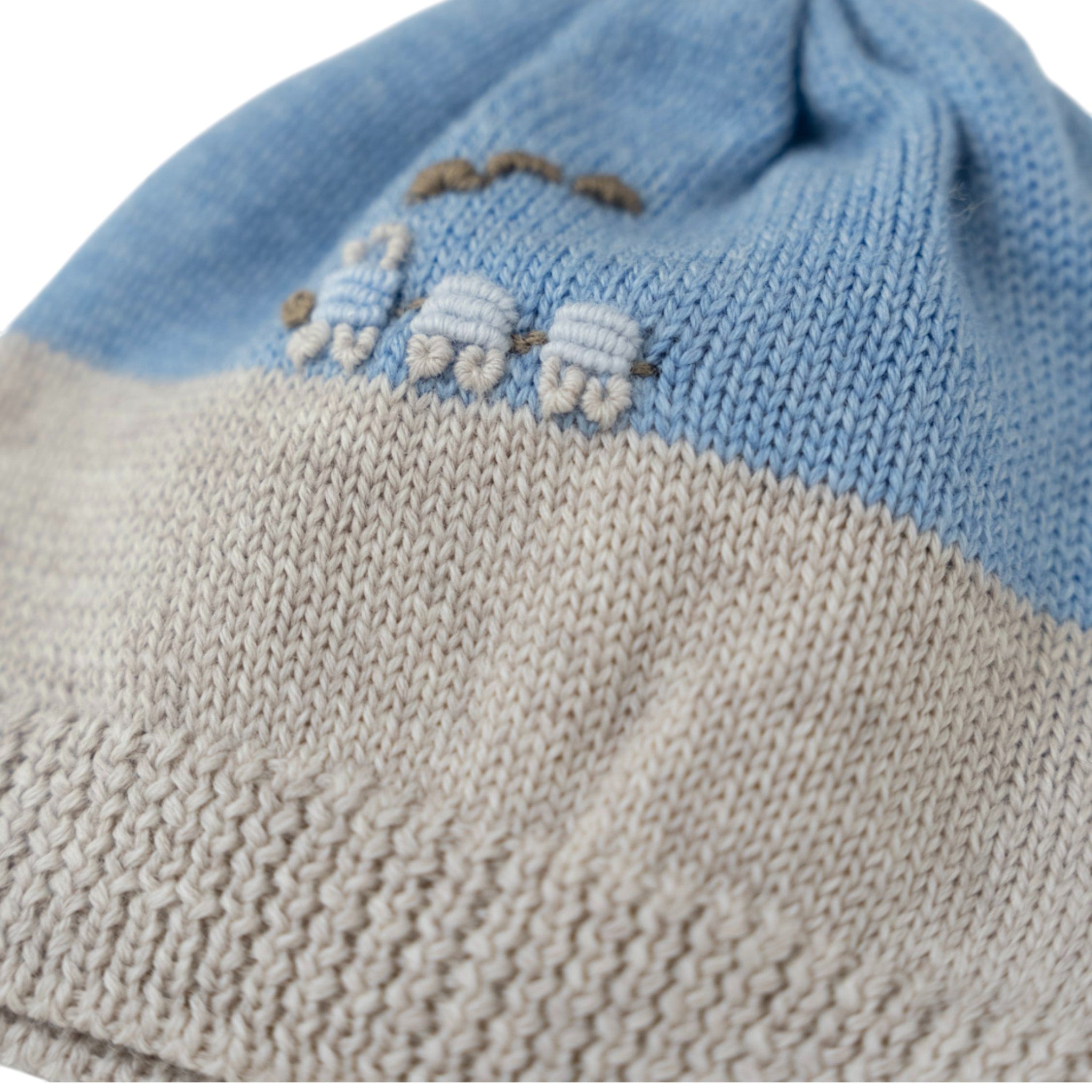 Baby Hat, Wool, Embroidered Train Design, BENNY - Piccola Giuggiola BENNY-CU