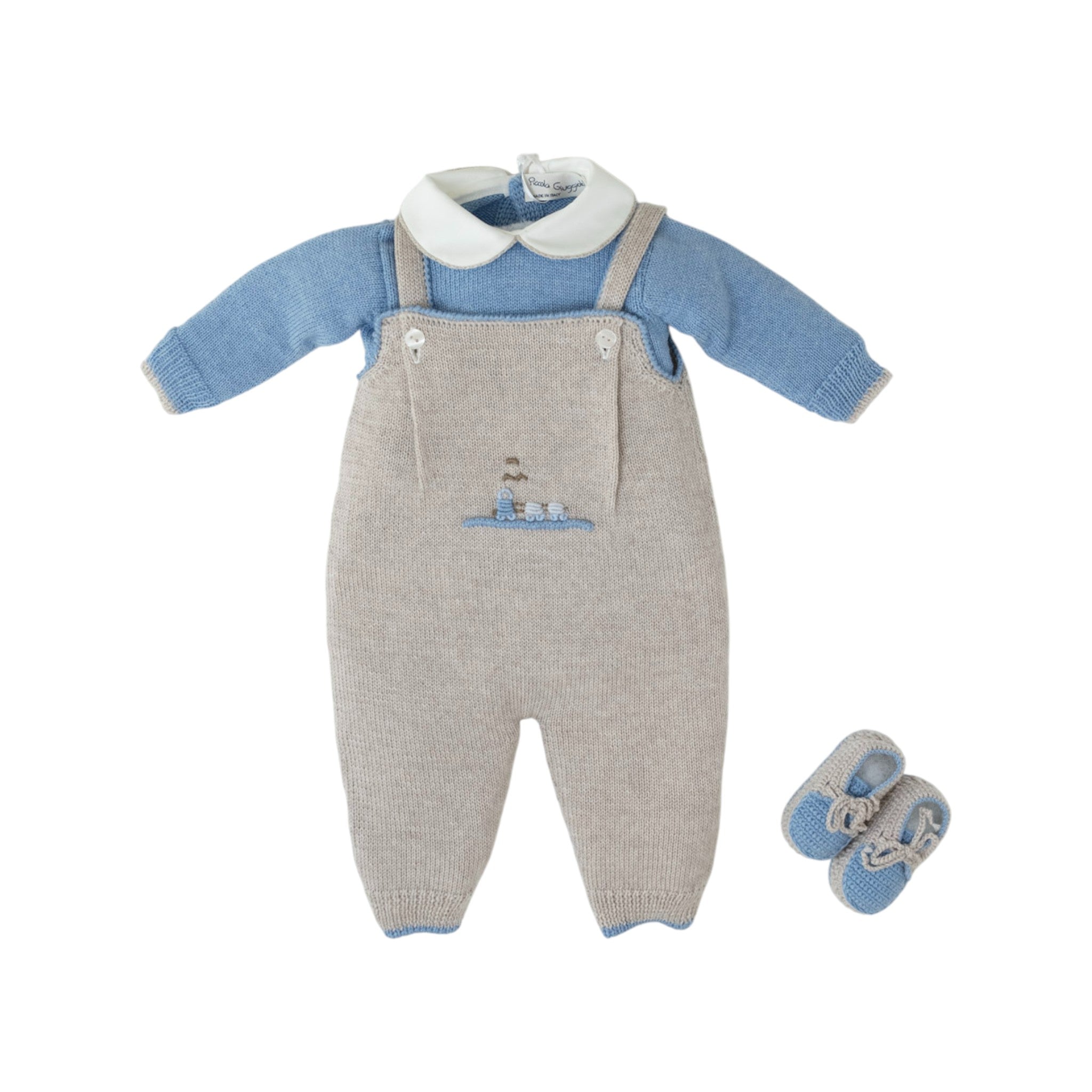 Overall Set, Knit, Embroidered Train, BENNY - Piccola Giuggiola BENNY/SL