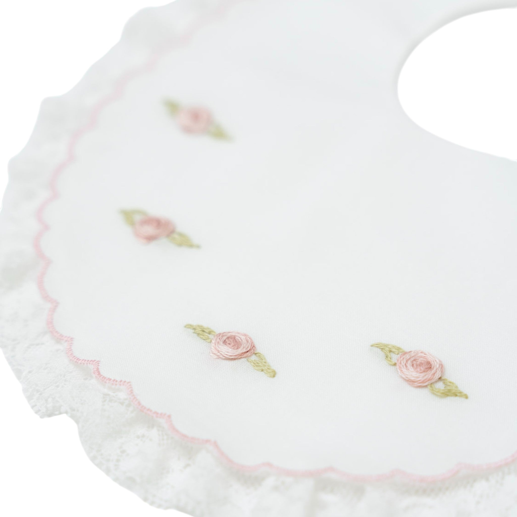 Baptismal Bib, Cotton, Embroidered with Rococo Flowers, ASIA - Piccola Giuggiola ASIA/BV