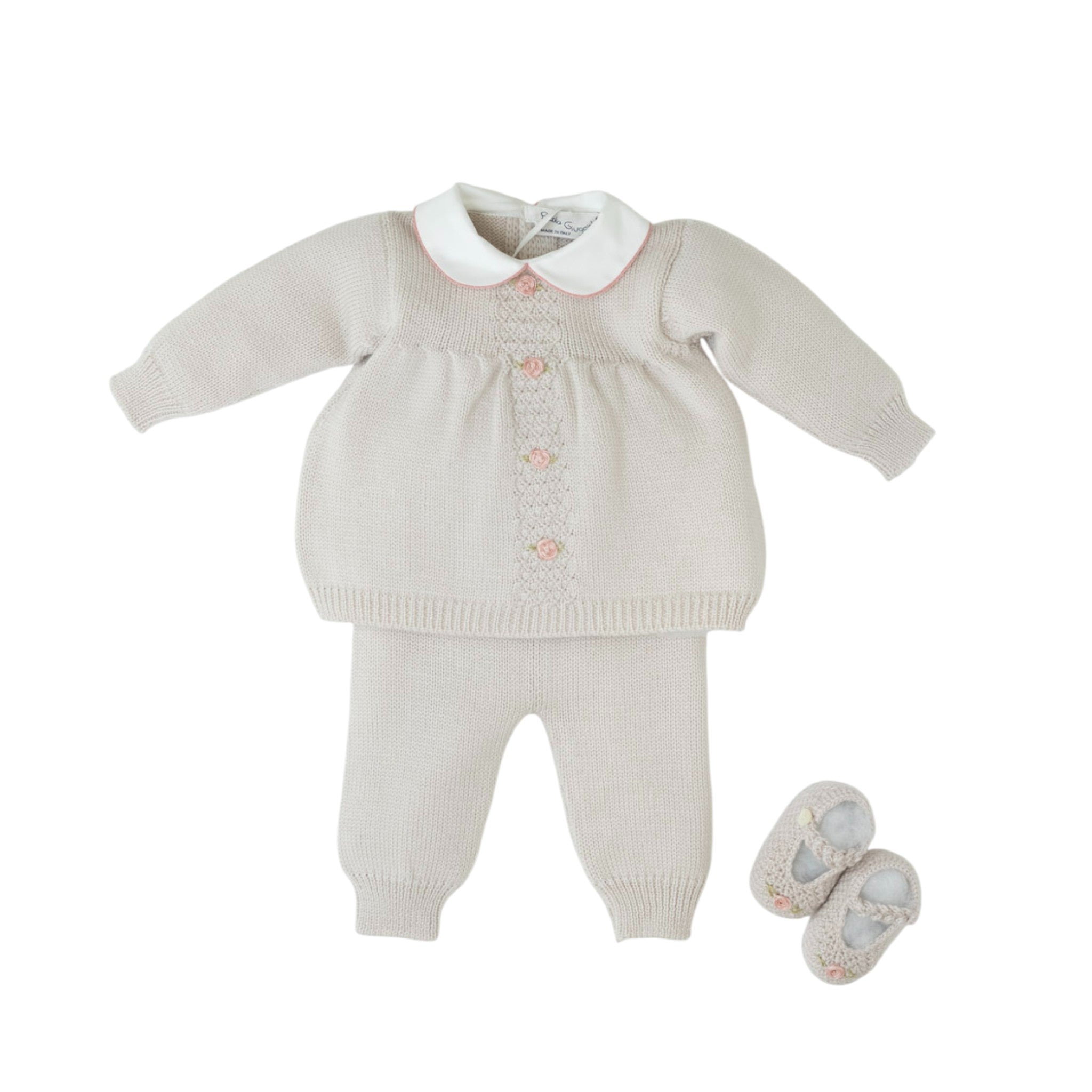 Baby Birth Set, Pure Wool, Rococo Flower Embroidery, ASIA - Piccola Giuggiola ASIA/CN-T