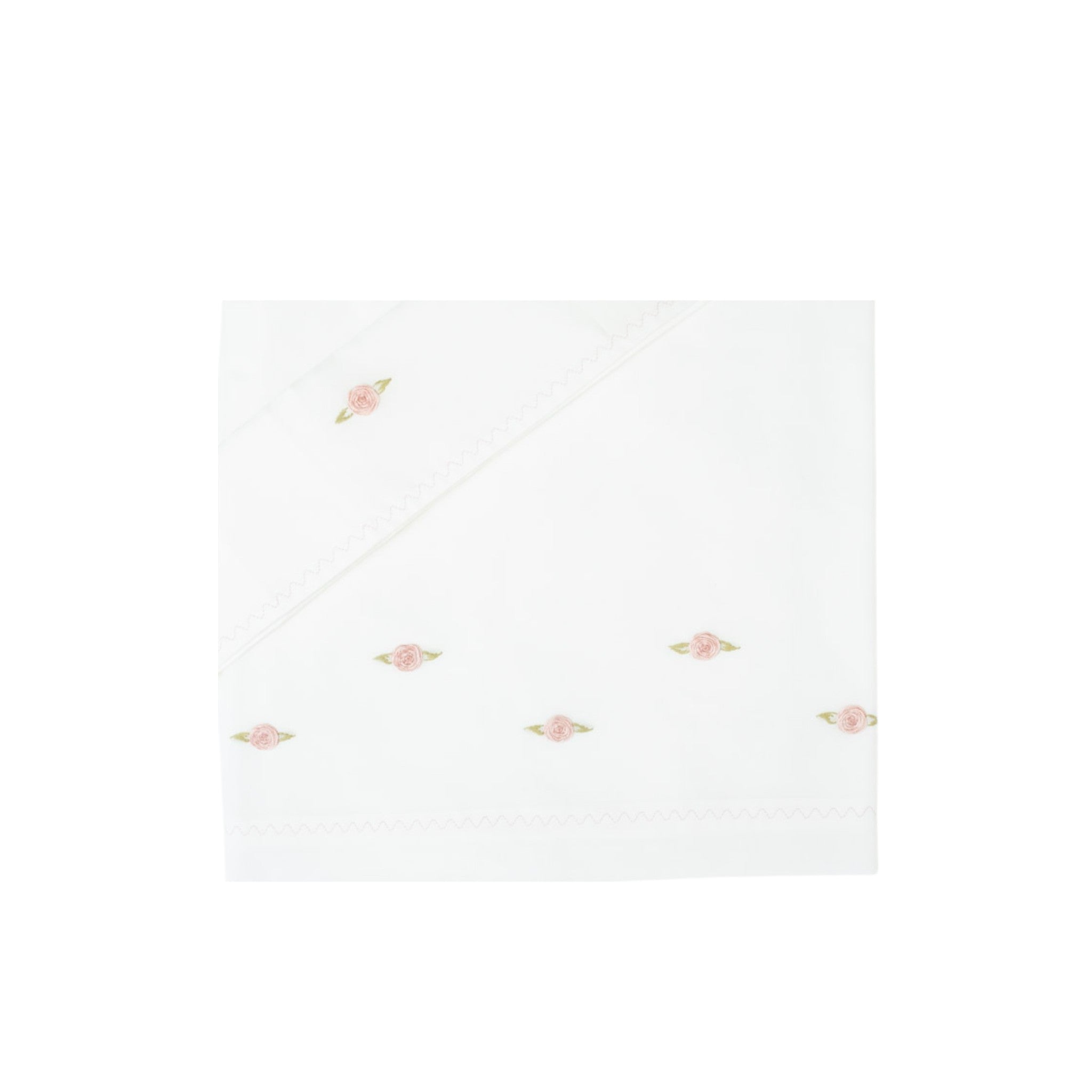 Cotton Batiste Fitted Sheet with Rococo Flower Embroidery ASIA - Piccola Giuggiola ASIA/LN