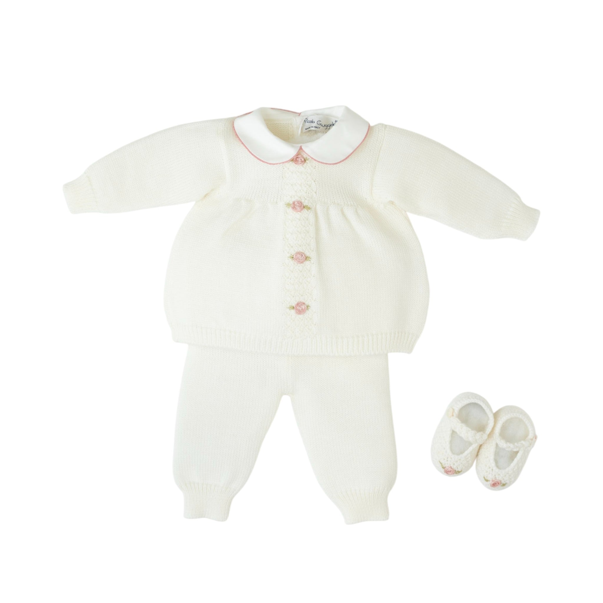 Baby Birth Set, Pure Wool, Rococo Flower Embroidery, ASIA - Piccola Giuggiola ASIA/CN