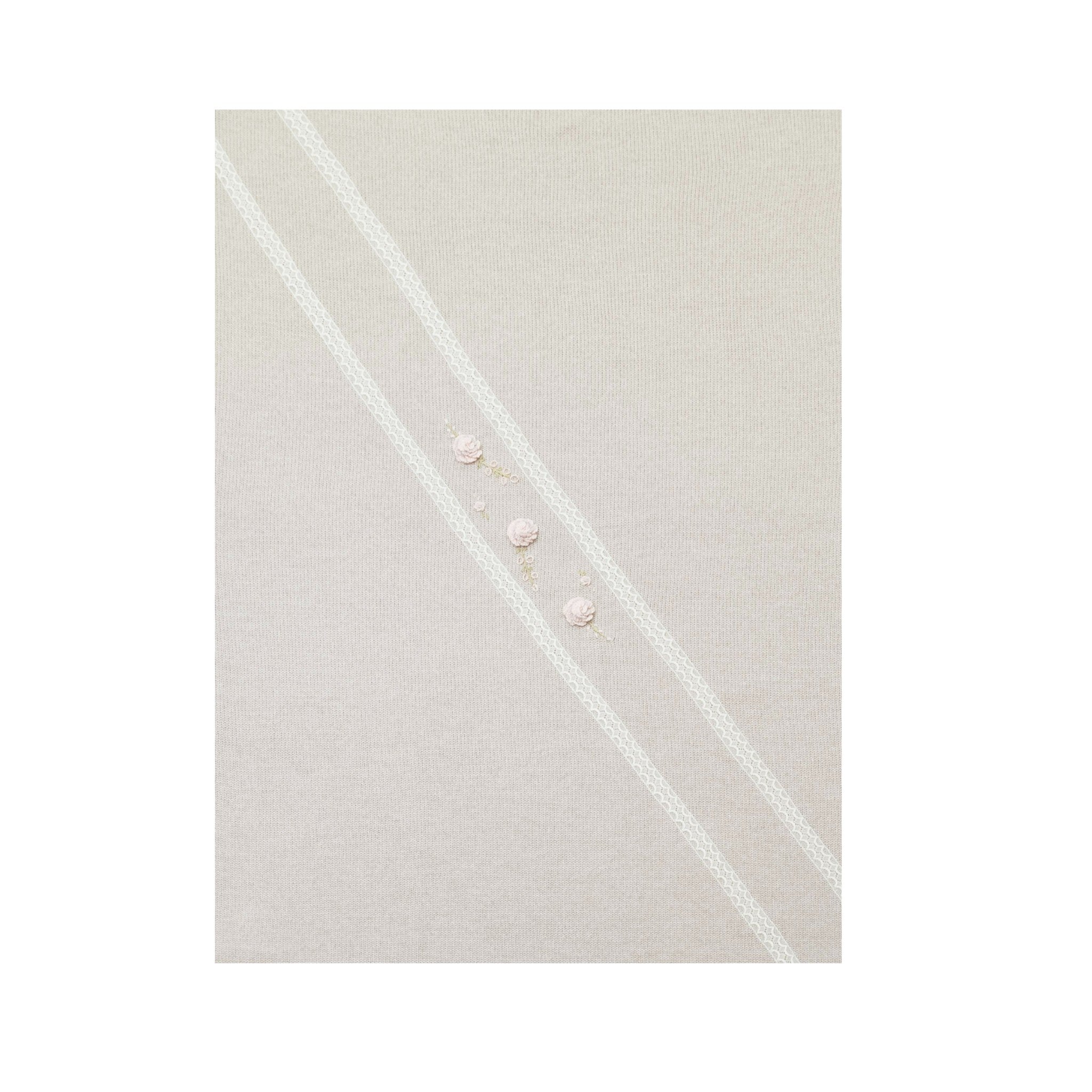 Pure Wool Blanket with Rococo Flower Embroidery CLAUDIA - Piccola Giuggiola CLAUDIA/CO-T