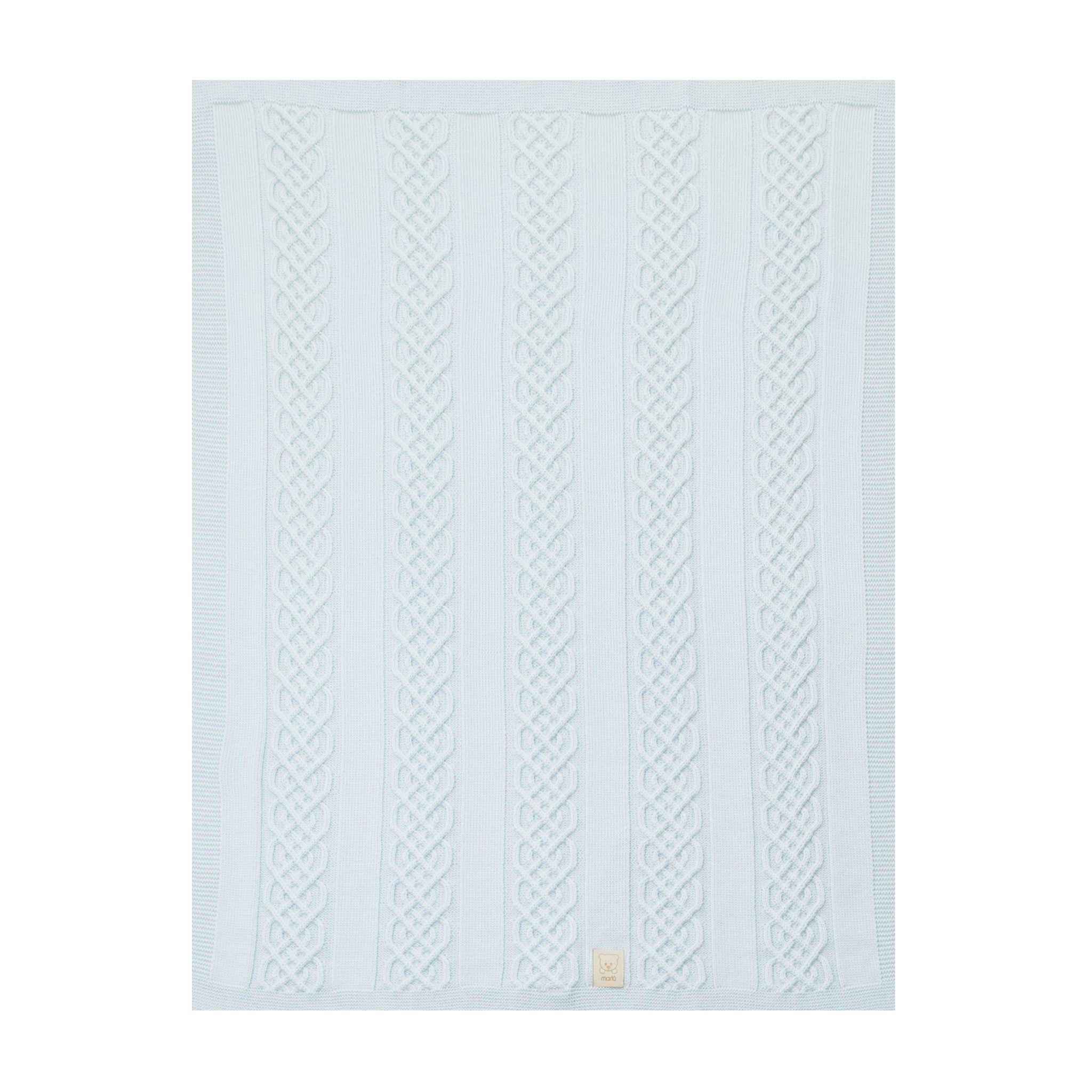 100% Virgin Wool Baby Blanket, Sky Color, Interlock Knit IN5880