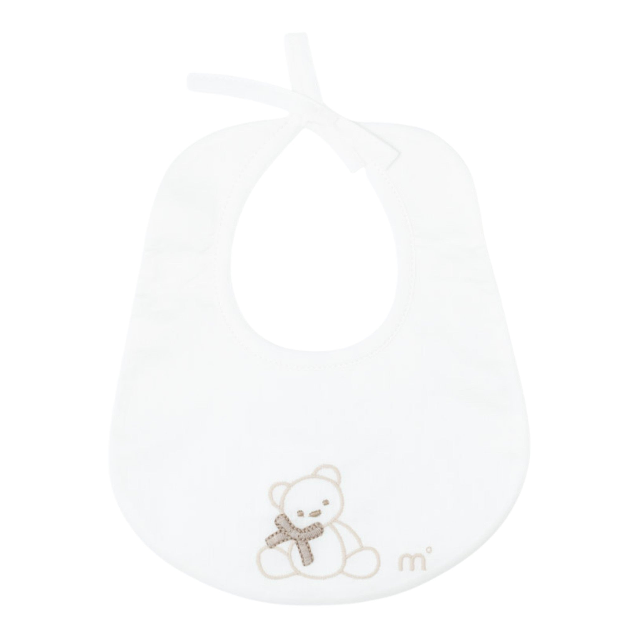 Baby Bib, 100% Cotton, Vanilla Color, Bear Embroidery IN54BAV