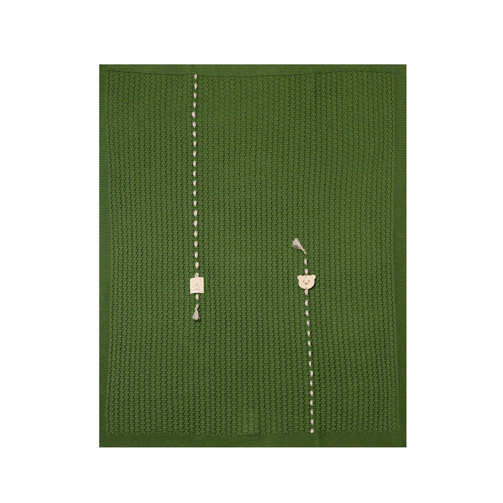 100% Virgin Wool Baby Blanket, Olive Green/Tortora IN6280