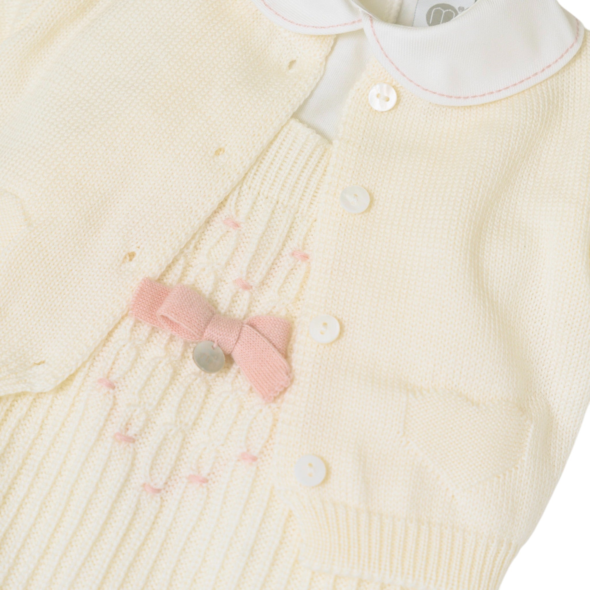 Newborn Baby Set in Virgin Wool, Vanilla Pink - MARLÙ IN1131