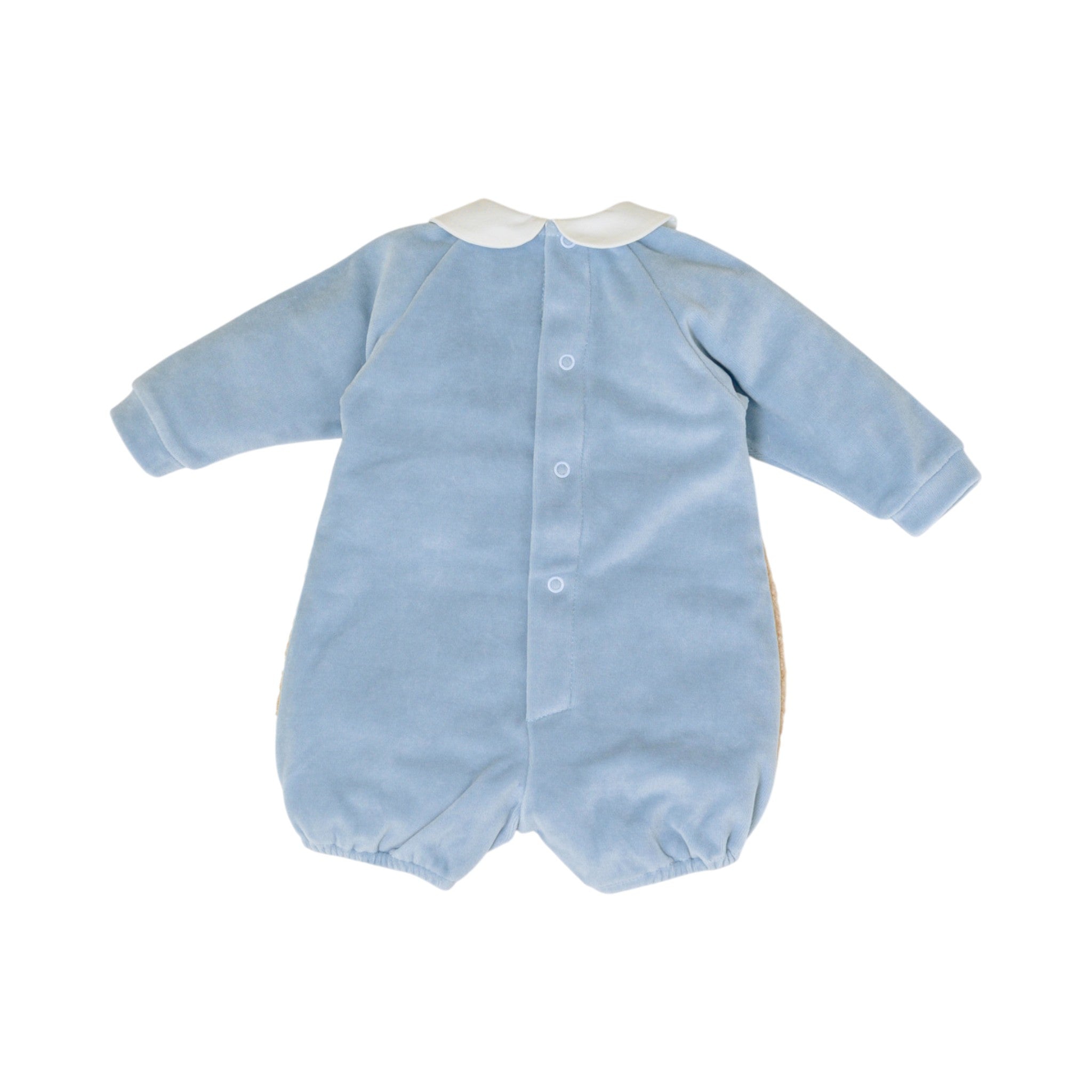 100% Chenille Baby Romper, Sky Blue, Bear and Balloons Design, IN7023/C