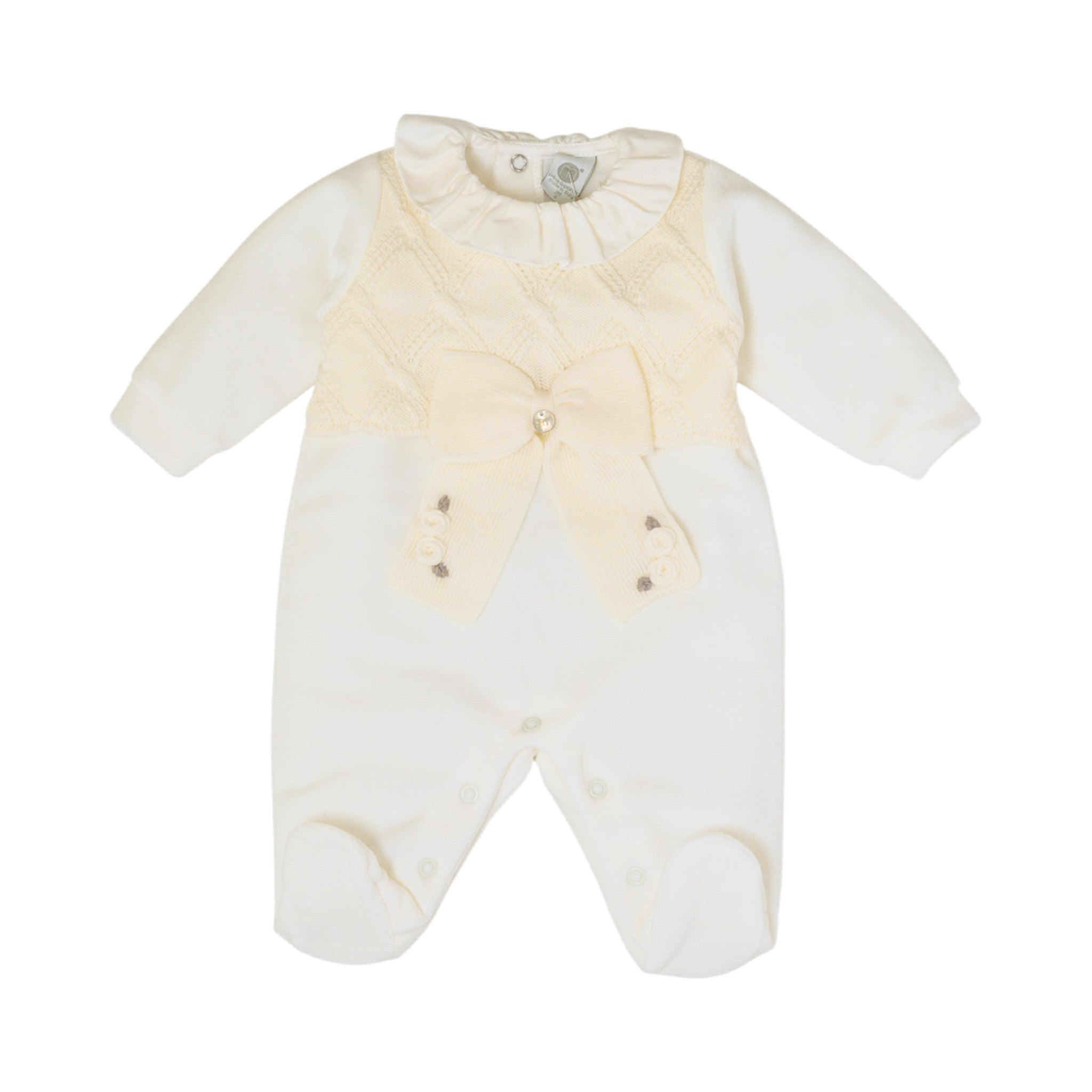 100% Virgin Wool Baby Romper, Vanilla Tortora IN2414/V