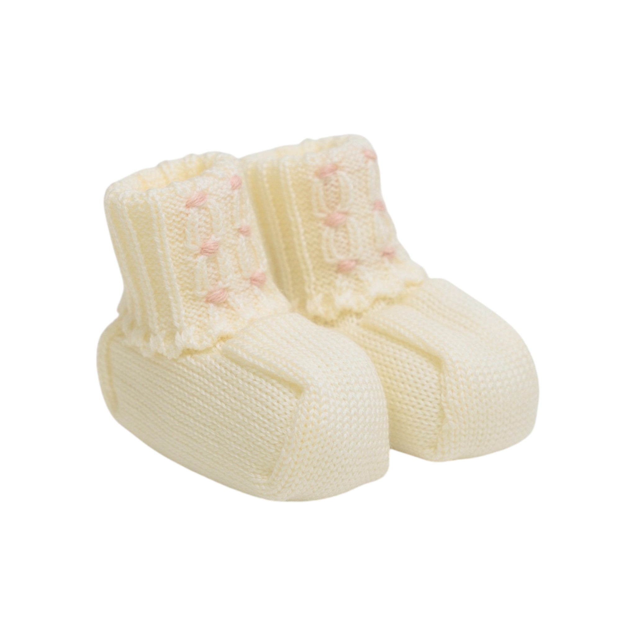 Babbucce Neonata Lana Vergine Vaniglia Rosa - MARLÙ IN11S