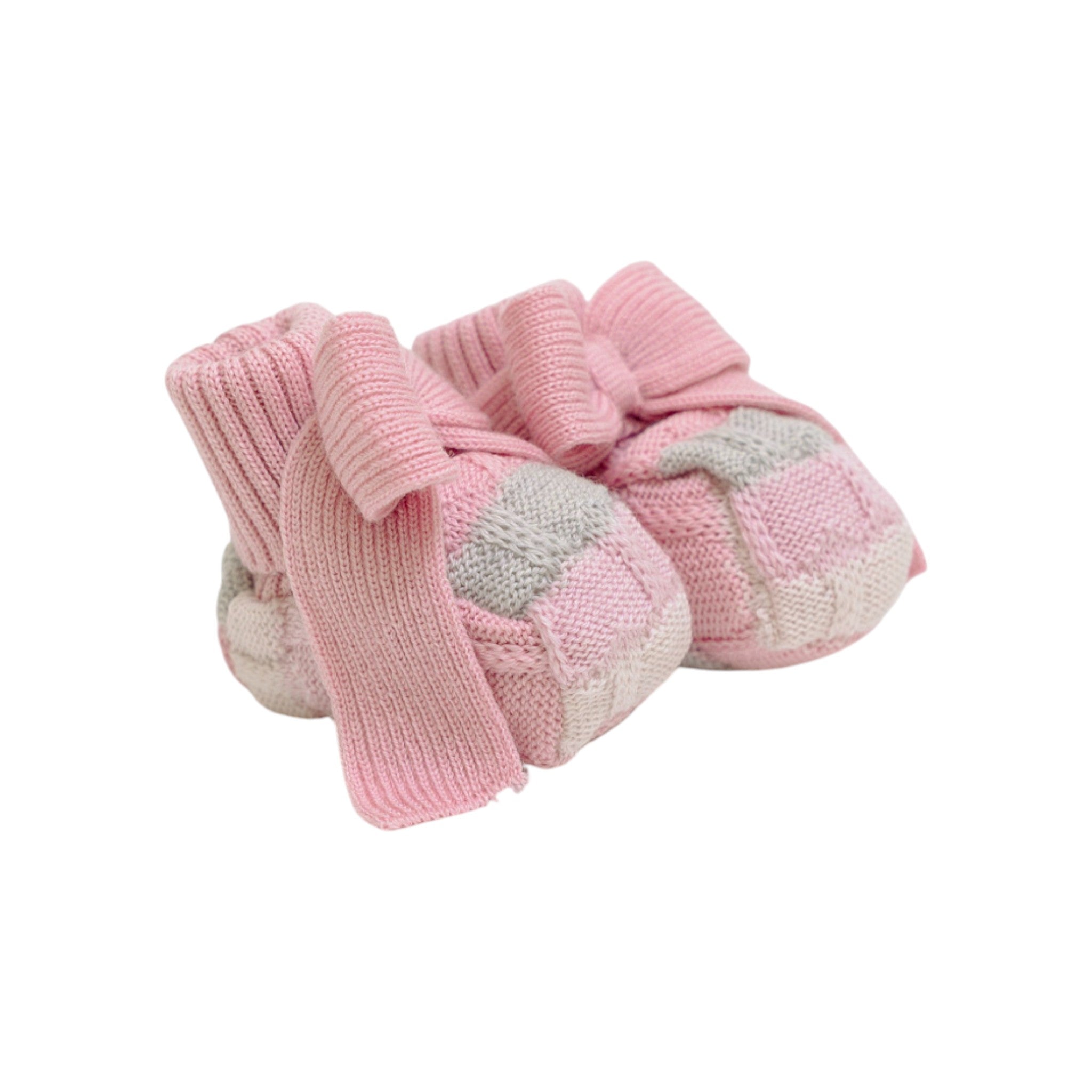 Babbucce Neonata Lana Vergine 100% Rosa Cipria Multicolor IN23S/R