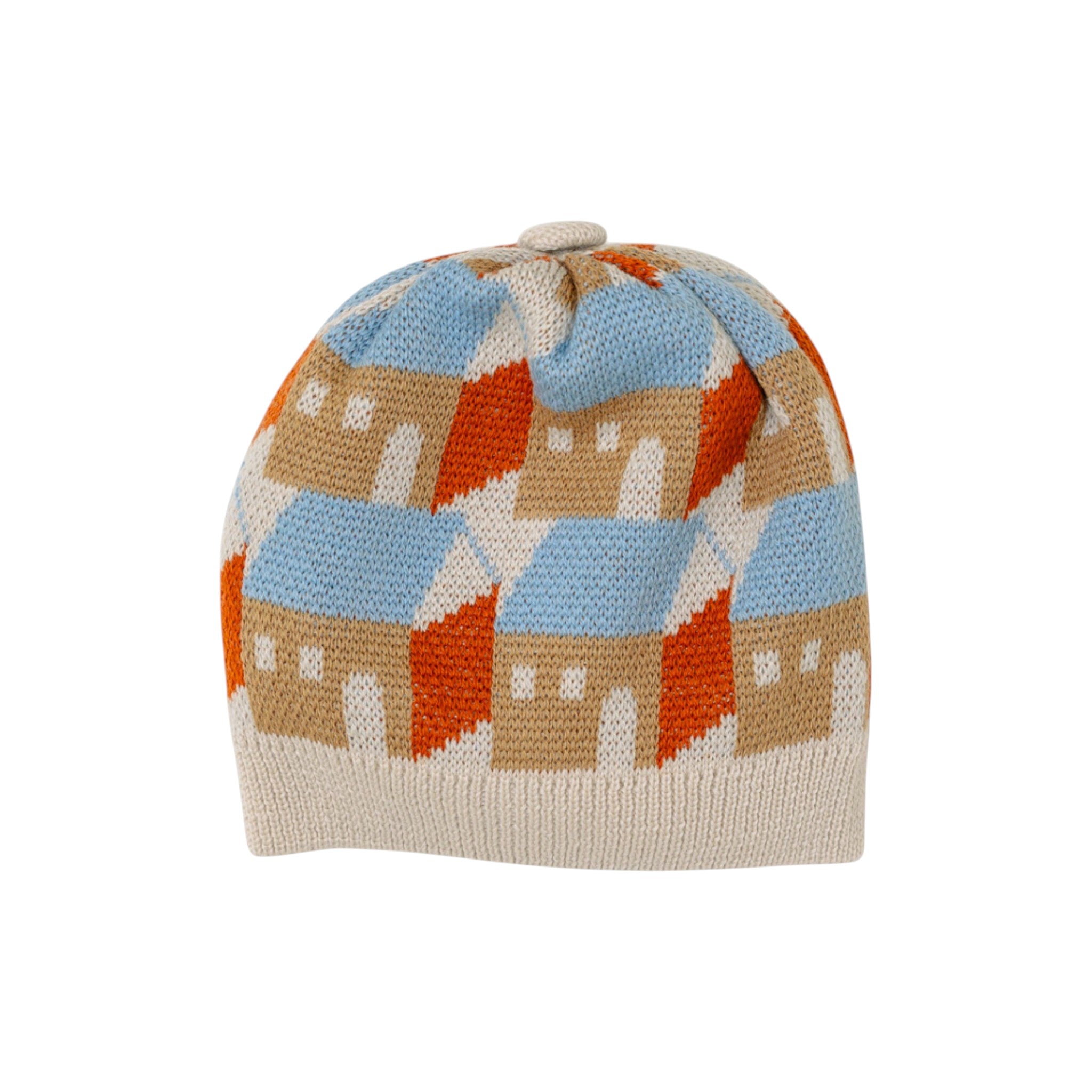 100% Virgin Wool Baby Hat, Dove Grey/Sky Blue IN5171BT/C